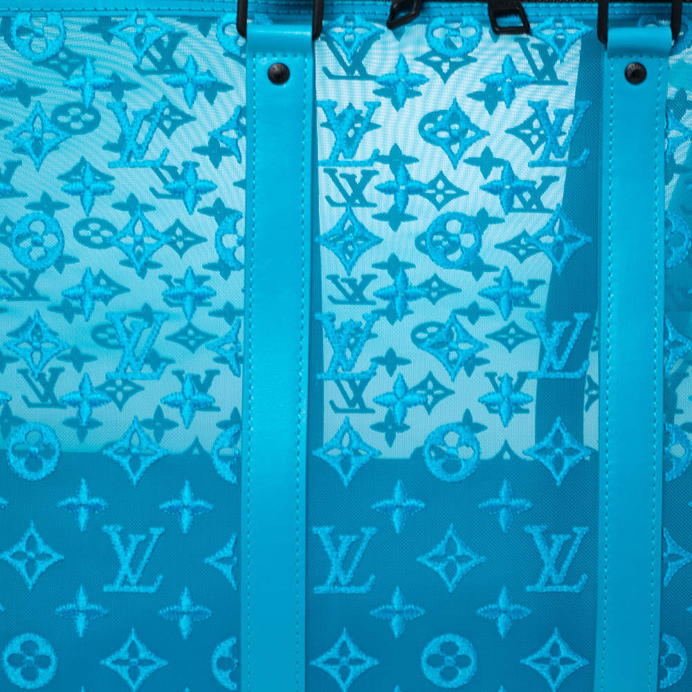 Louis Vuitton Keepall Triangle Monogram Mesh 50 Turquoise in Mesh/Leather  with Matte Black-tone - US