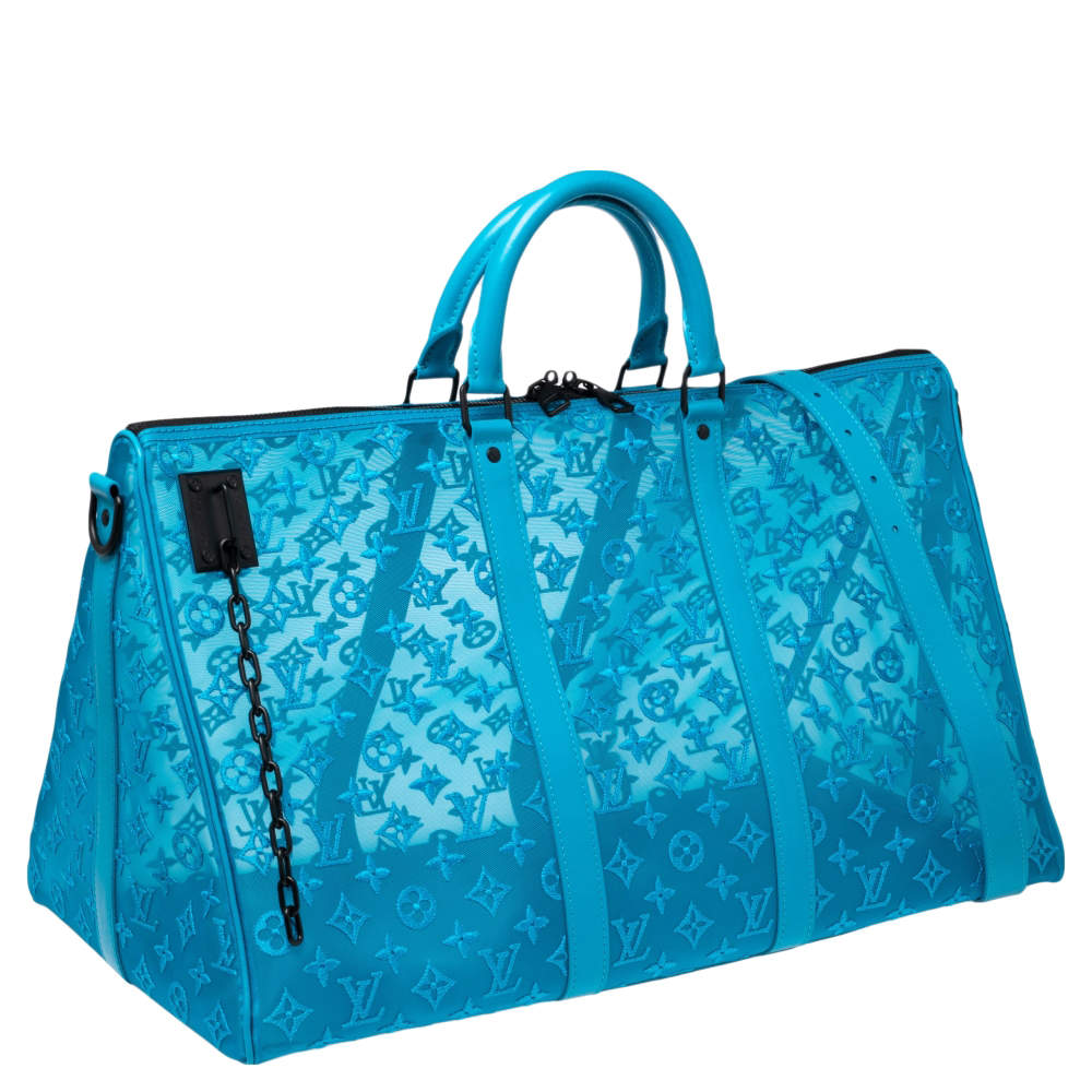 LOUIS VUITTON Monogram See Through Keepall Triangle Bandouliere 50  Turquoise 1257620