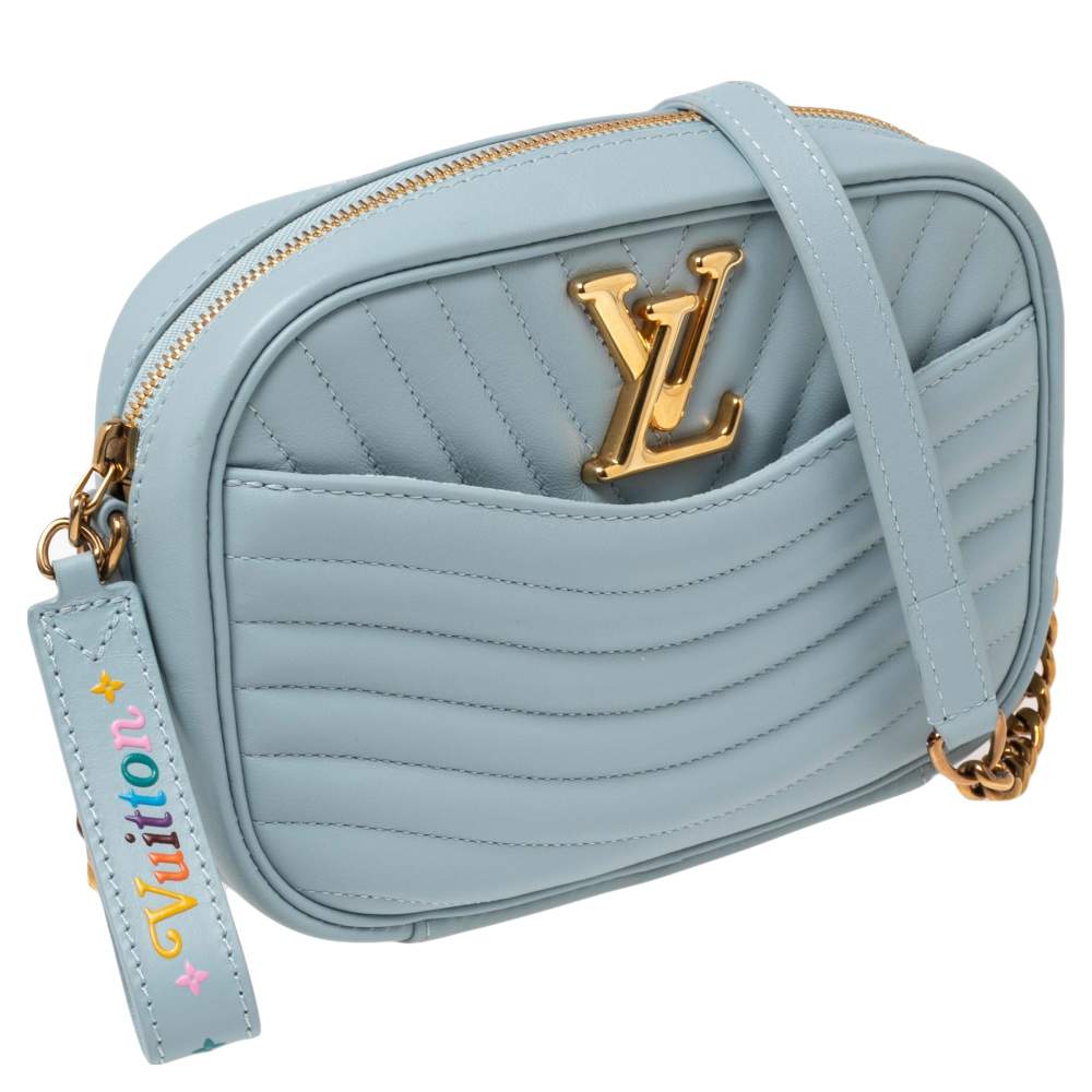 LOUIS VUITTON New Wave Quilted Leather Camera Bag In Baby - Blue