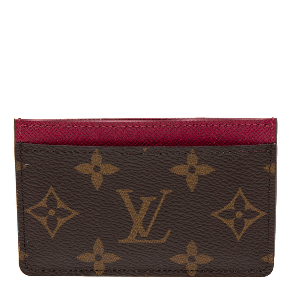 Pre Owned Louis Vuitton Fuchsia Monogram Canvas Card Holder