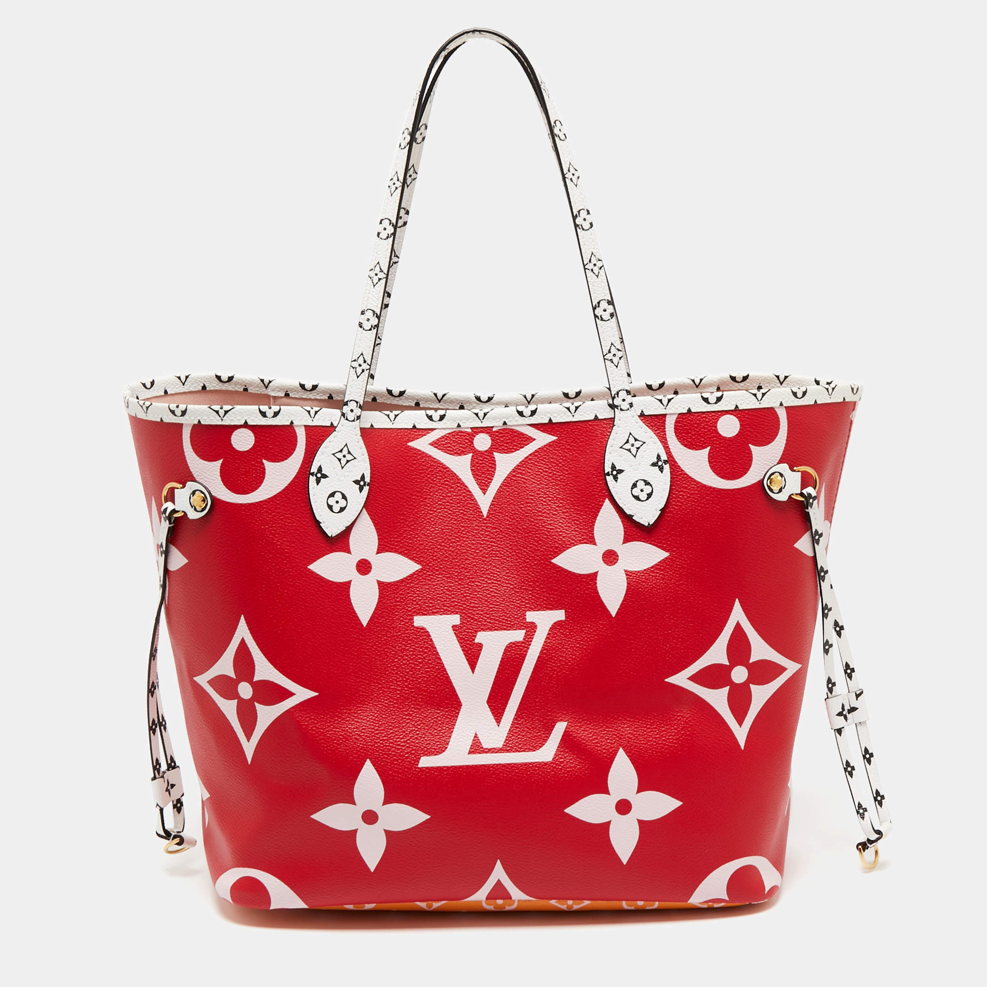 Pre Owned حقيبة لوي فيتون نيفر فول كانفاس مونوغرامي غاينت أحمر متوسطة