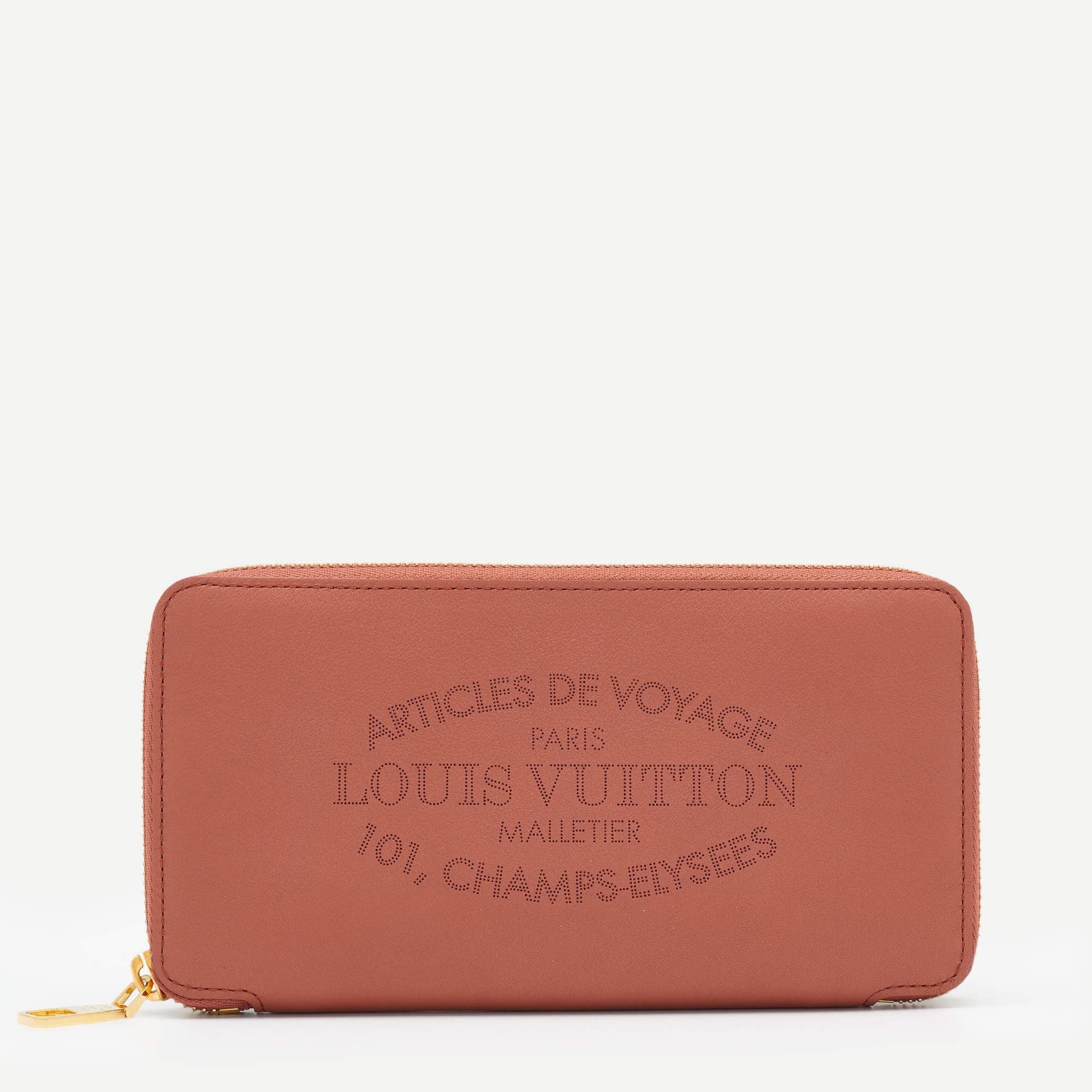 Louis Vuitton Brick Red Leather Article De Voyage Zippy Wallet