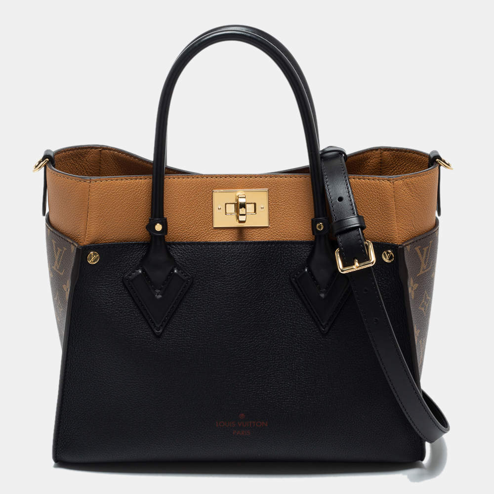 Pre Owned Louis Vuitton Black Monogram Canvas and Leather On My Side MM Bag