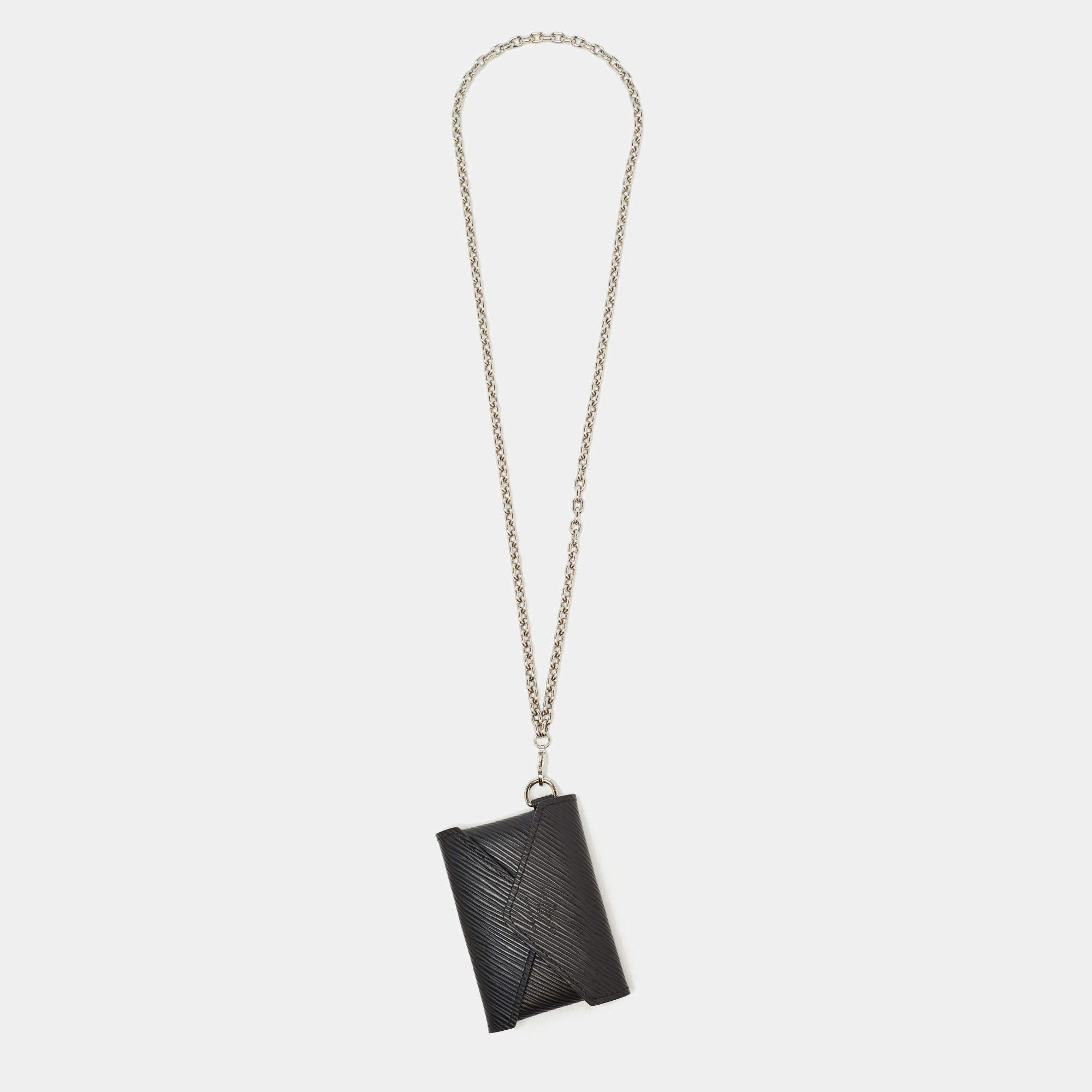 Louis Vuitton Kirigami necklace coin case epi black silver