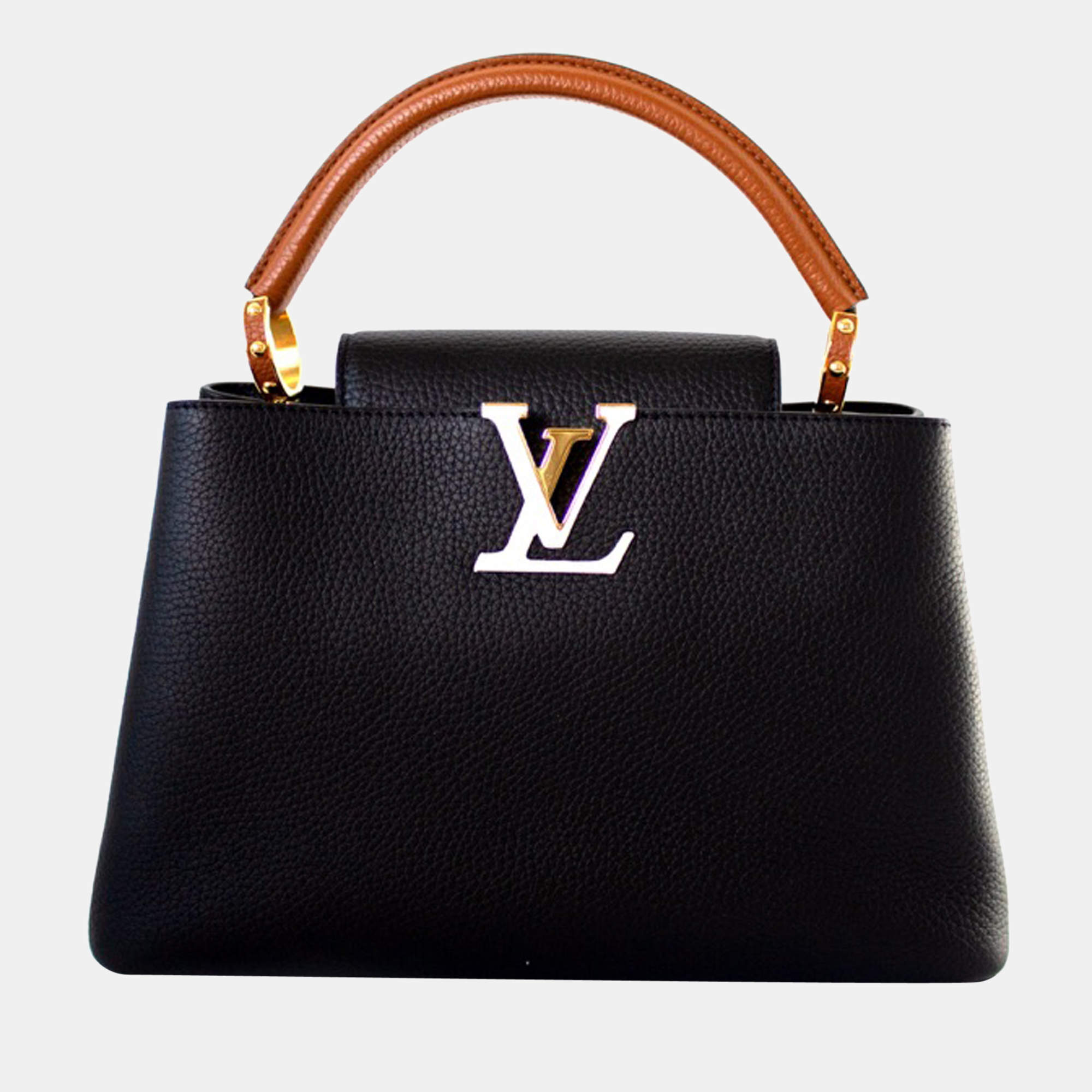 Pre Owned Louis Vuitton Black Taurillon Leather Capucines MM Top Handle Bag