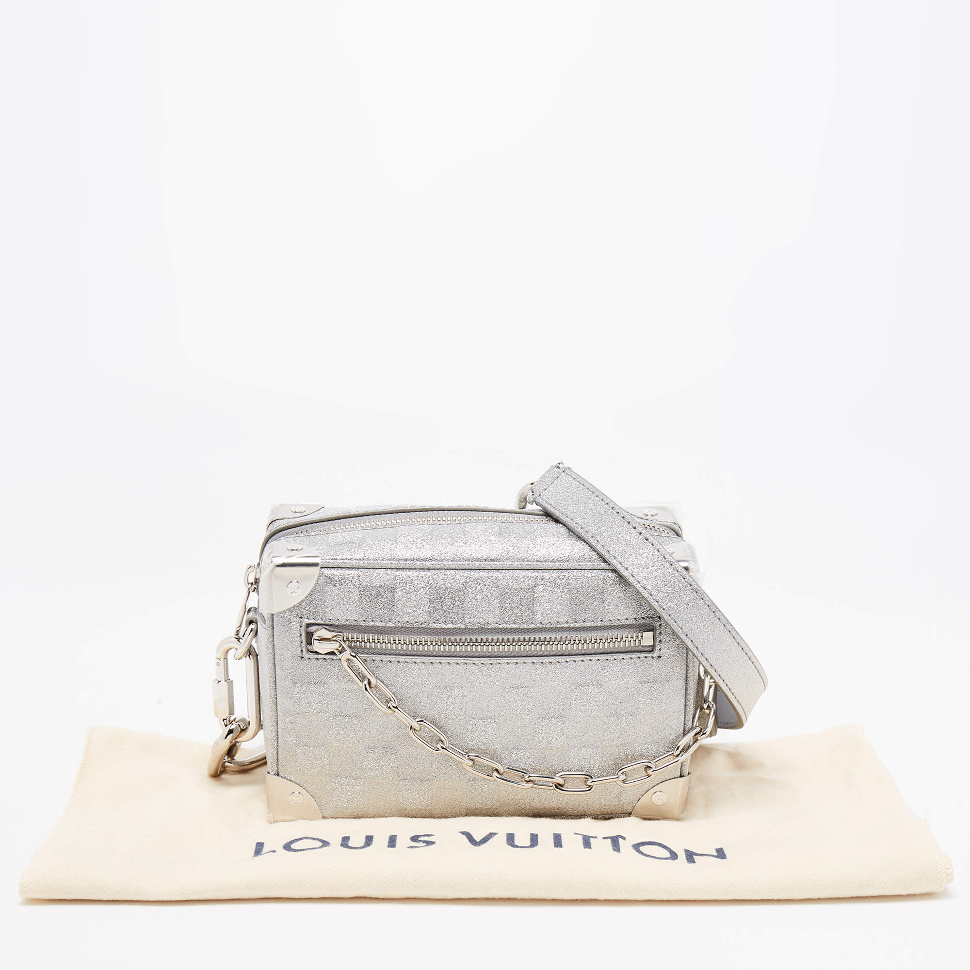 LOUIS VUITTON Damier Glitter Mini Soft Trunk Silver 1245586