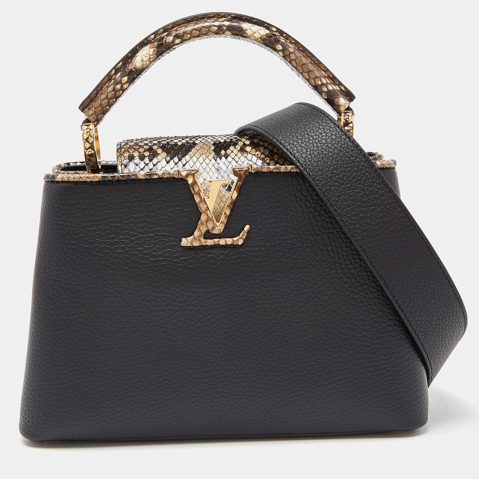 Louis Vuitton Capucines BB Galet Grey in Taruillon Leather/Python