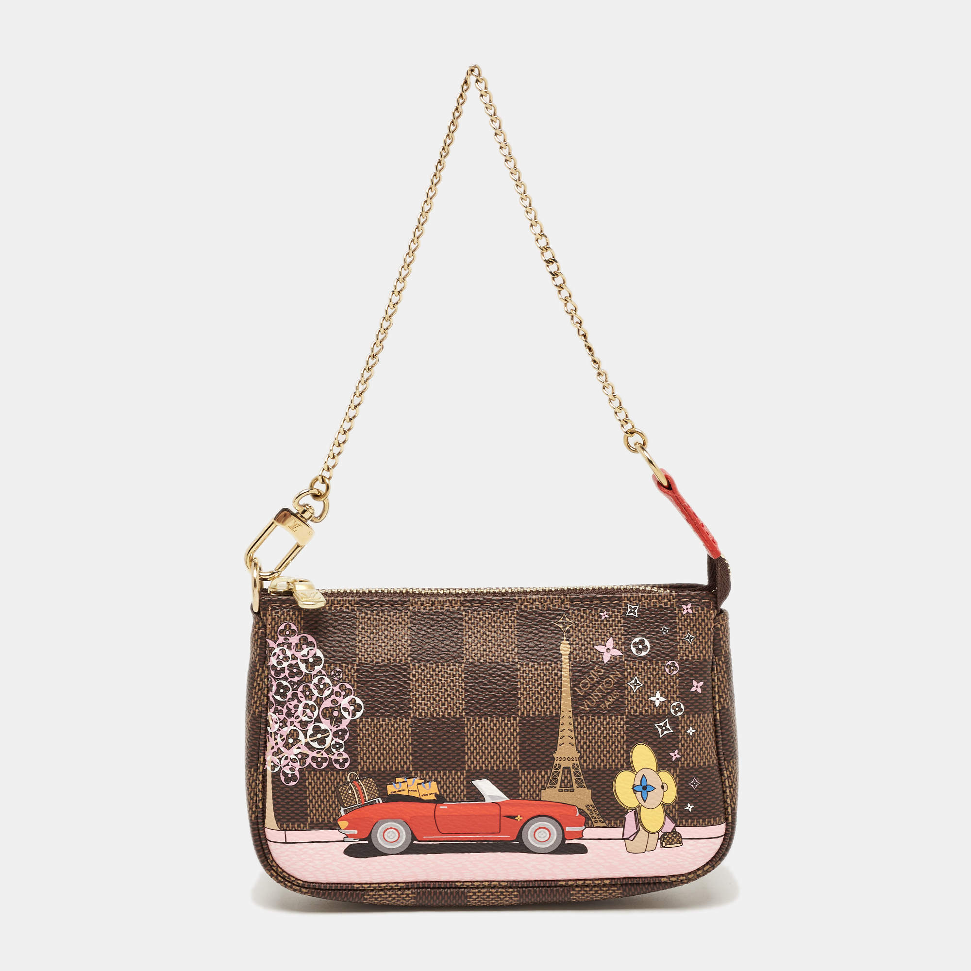 Pre Owned Louis Vuitton Damier Ebene Canvas Christmas Vivienne Paris Pochette Accessoires