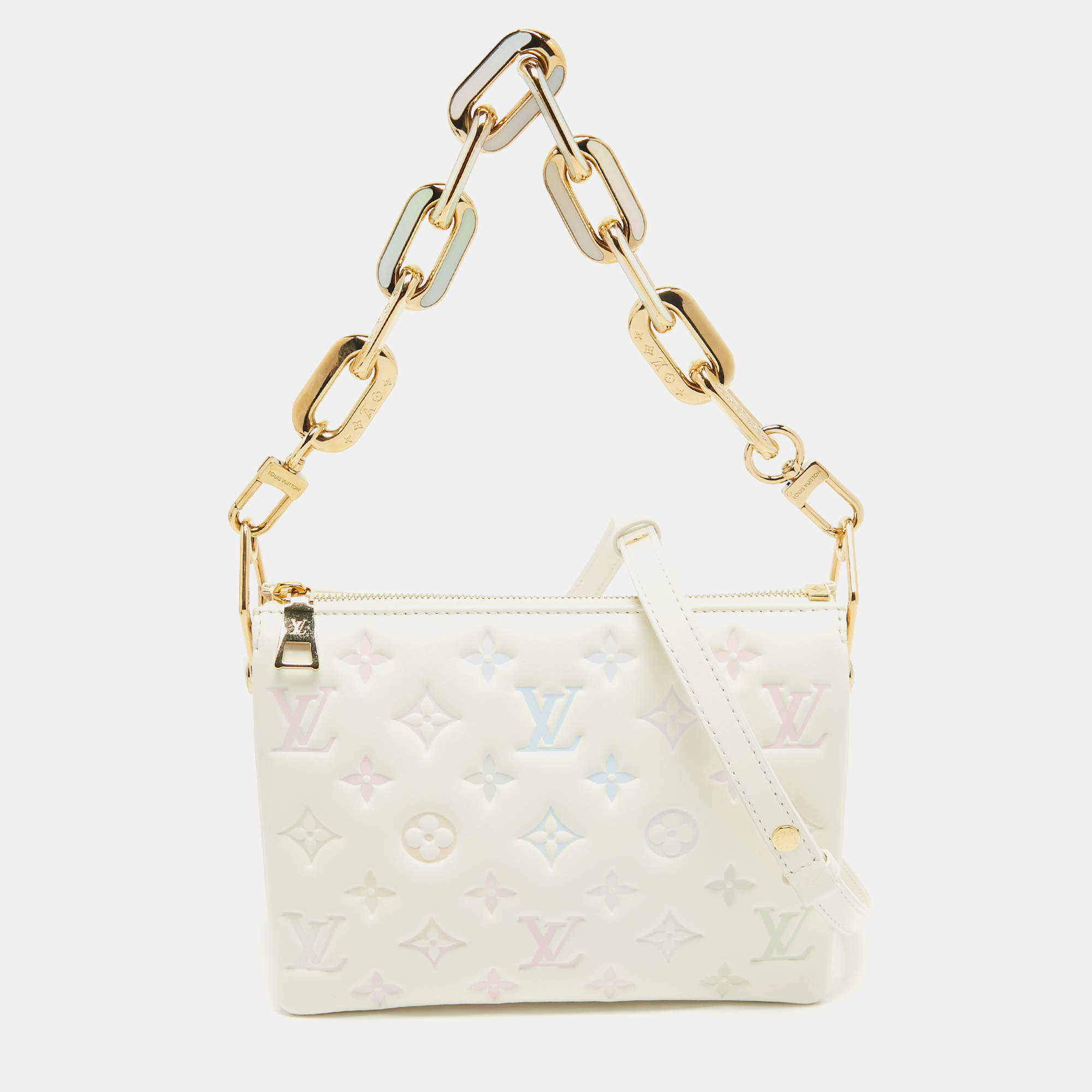 Pre Owned Louis Vuitton Milky Way Monogram Embossed Puffy Leather Coussin BB Bag