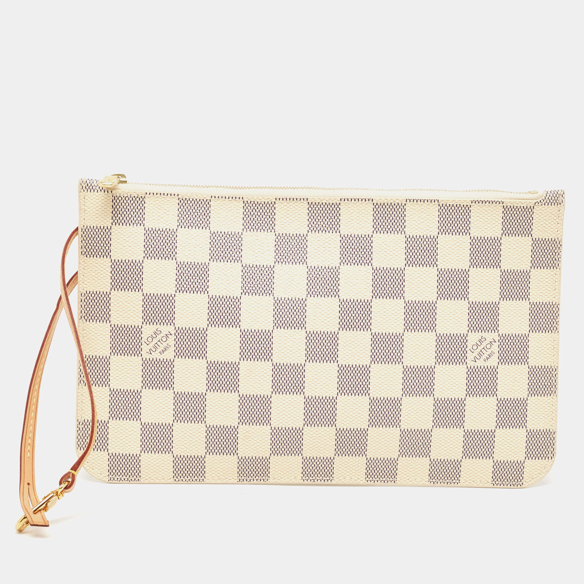 Pre Owned Louis Vuitton Damier Azur Canvas Neverfull PM Zipped Pochette