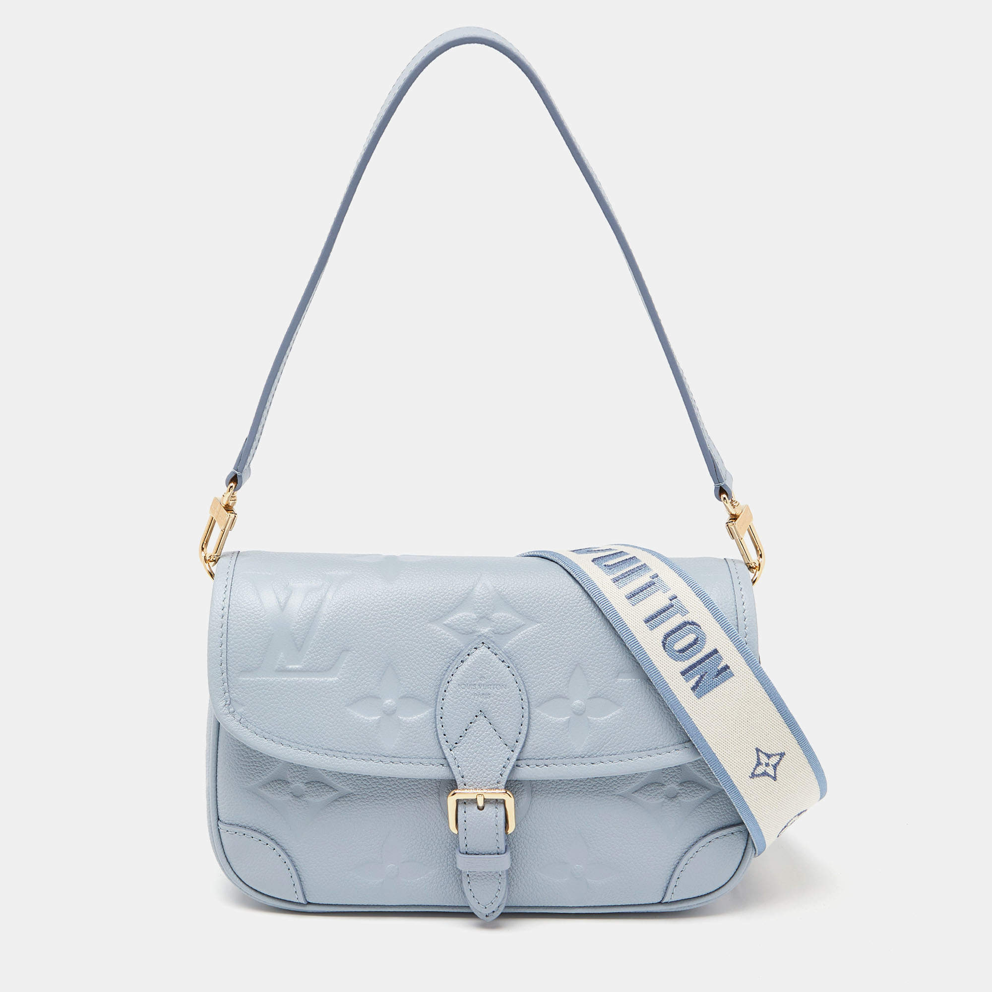 Pre Owned Louis Vuitton Blue Hour Monogram Giant Empreinte Leather Diane NM Bag