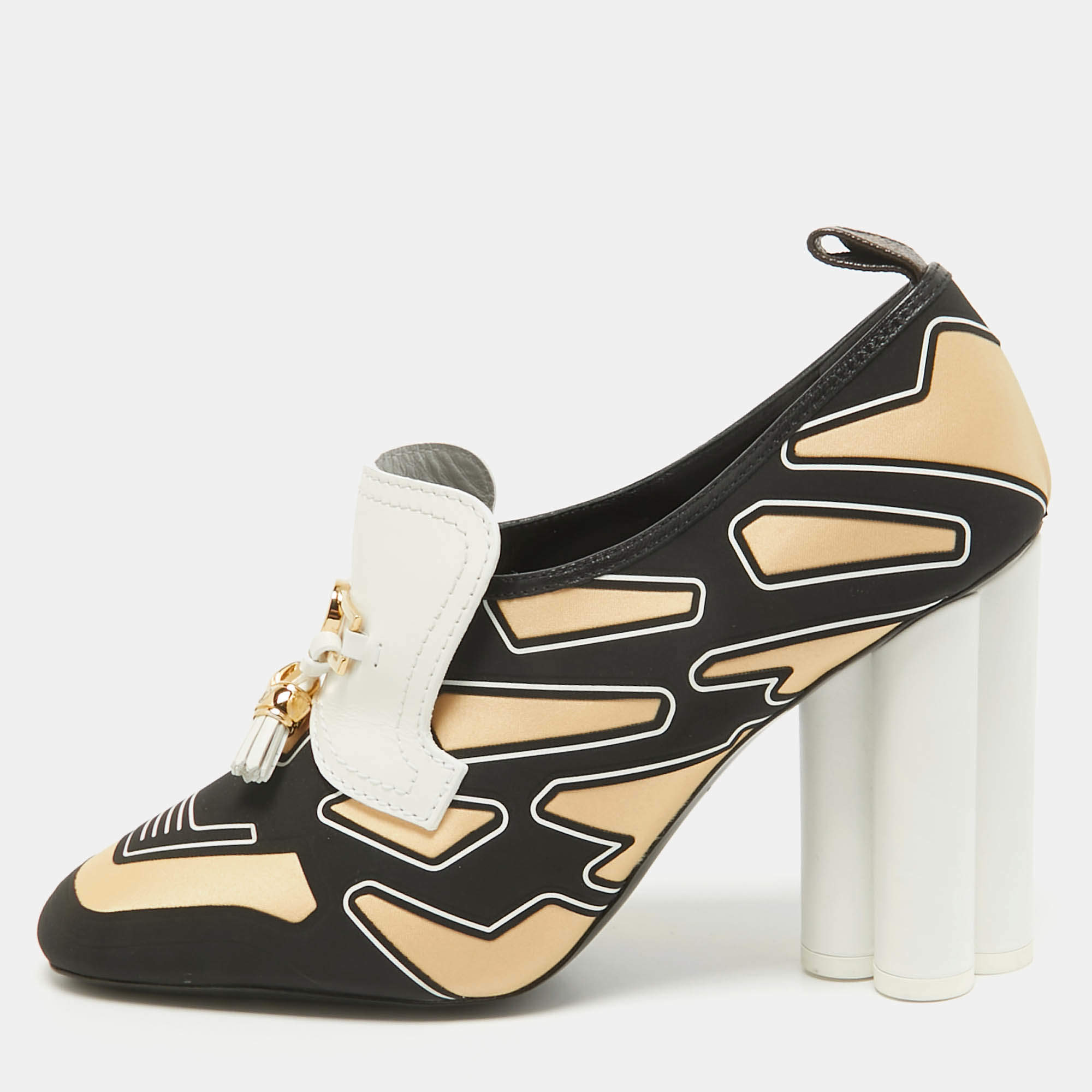 مملوكة مسبقًا Louis Vuitton Black/Yellow Fabric and Leather Swift Loafer Pumps Size 41