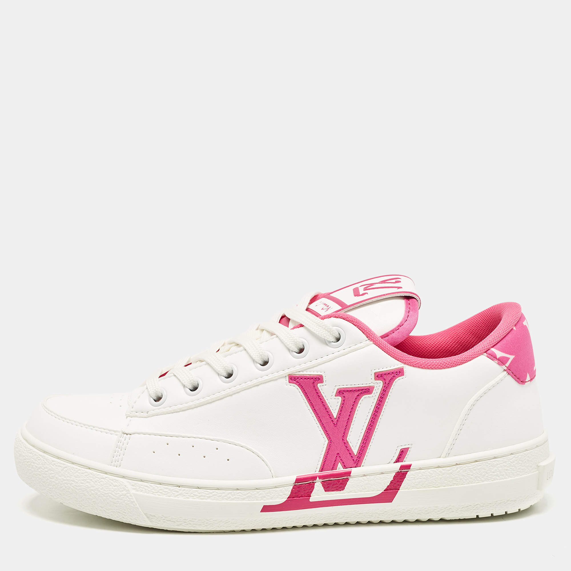 Louis Vuitton Fuchsia/White Leather Charlie Low Top Sneakers Size 38