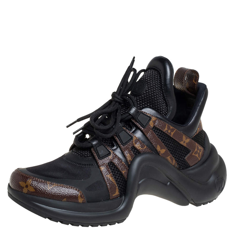 Louis Vuitton Black/Brown Mesh And Monogram Canvas Archlight Low Top Sneakers Size 39