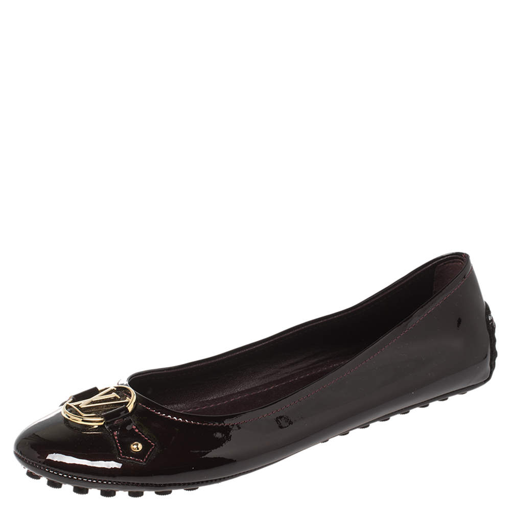 Louis Vuitton Burgundy Patent Leather Oxford Ballet Flats Size 38 Louis ...