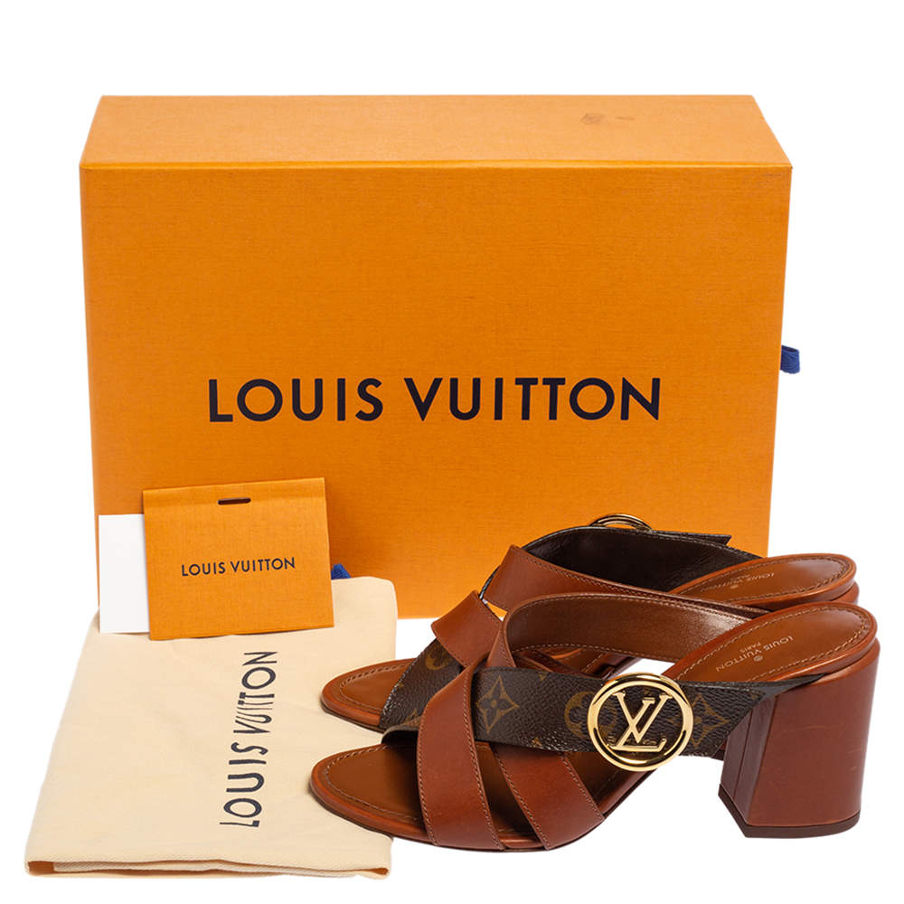 Louis Vuitton Brown Monogram Canvas and Leather Horizon Mule Sandals Size  37 Louis Vuitton