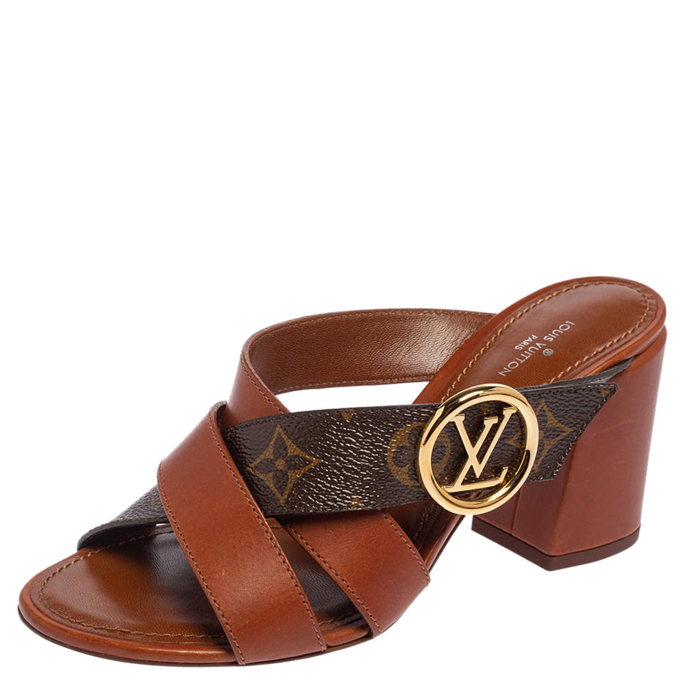 Louis Vuitton Brown Monogram Canvas and Leather Horizon Mule Sandals Size 37