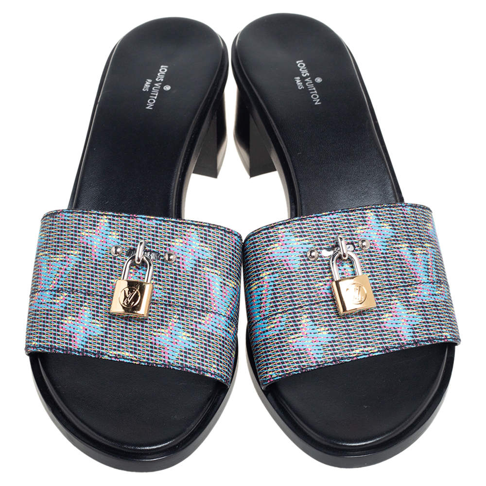 Louis Vuitton Blue LV Pop Monogram Canvas Lock It Flat Slide