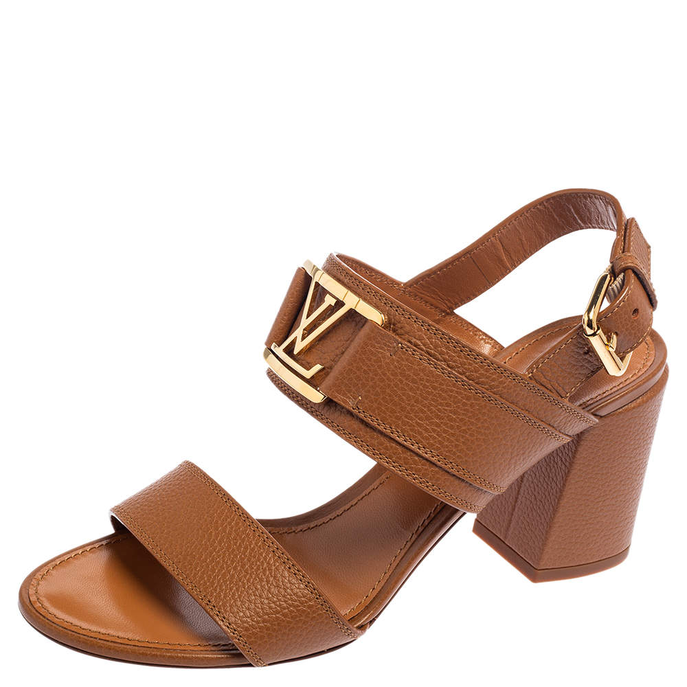 مملوكة مسبقًا Louis Vuitton Brown Leather Horizon Slingback Sandals Size 38