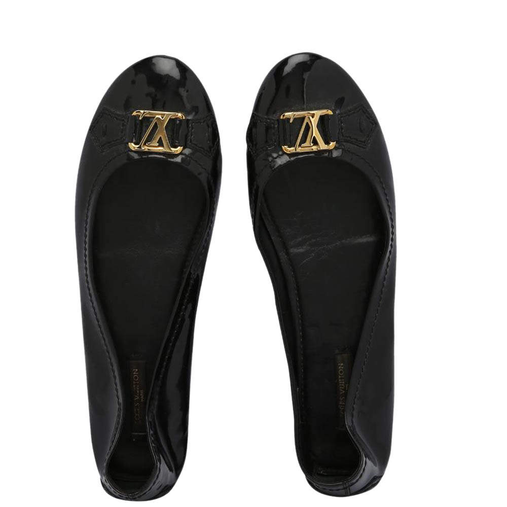 Louis Vuitton Black Vernis Oxford Ballerina Flat 38.5 – The Closet