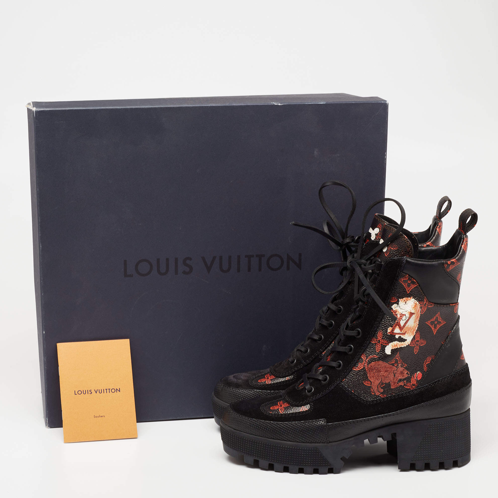 Louis Vuitton Limited Edition Marron/Orange Catogram Canvas Grace  Coddington Star Trail Ankle Boots Size 8.5/39 - Yoogi's Closet
