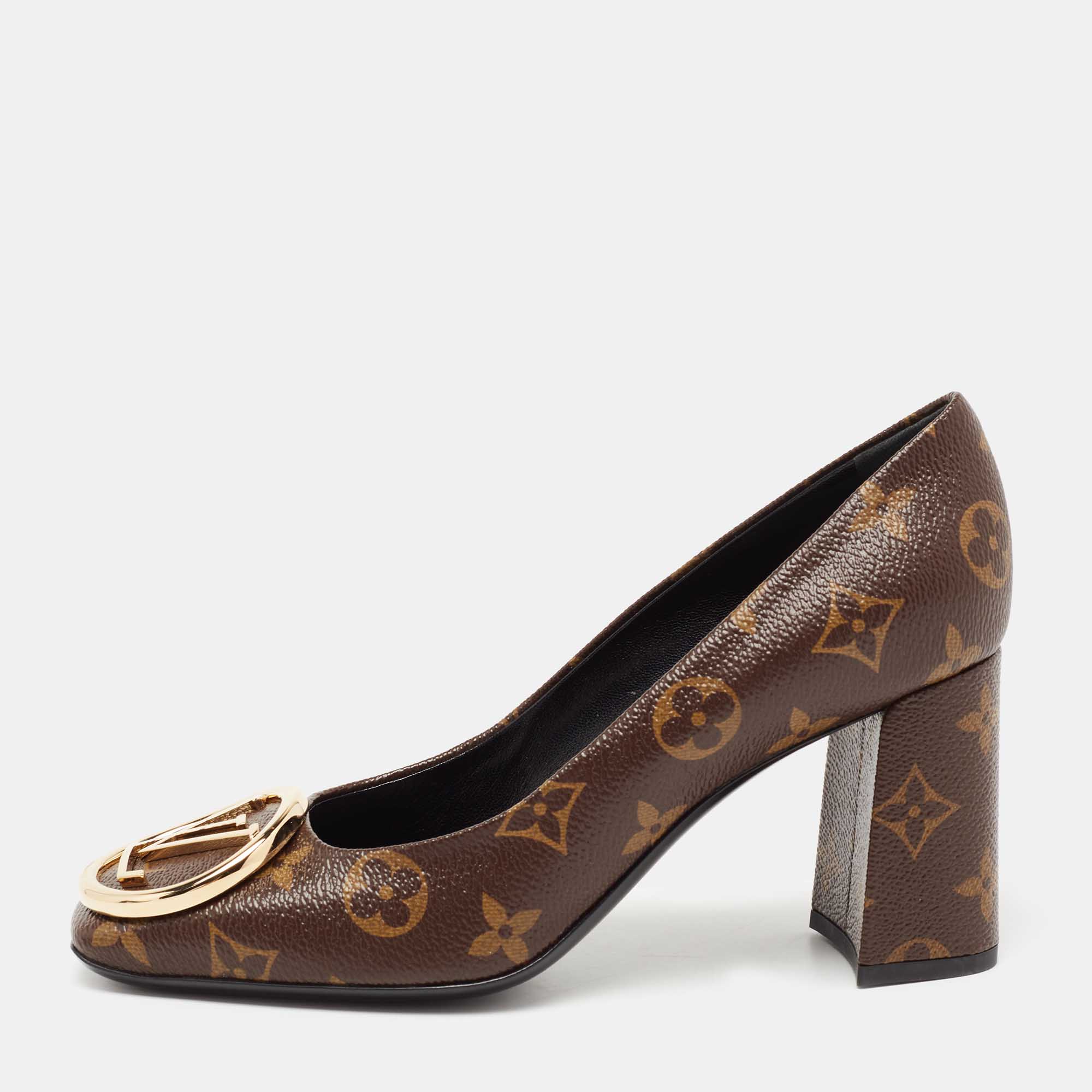 Louis Vuitton Brown Monogram Coated Canvas Madeleine Pumps Size 37