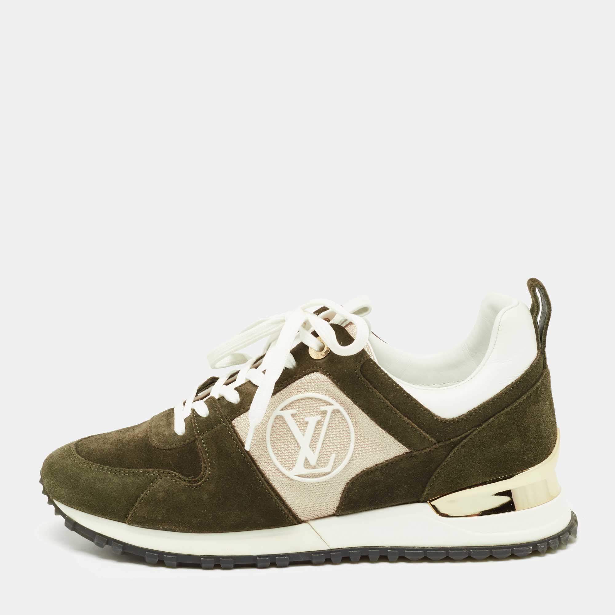 Louis Vuitton Tri Color Suede, Mesh and Leather Run Away Low-Top Sneakers Size 38