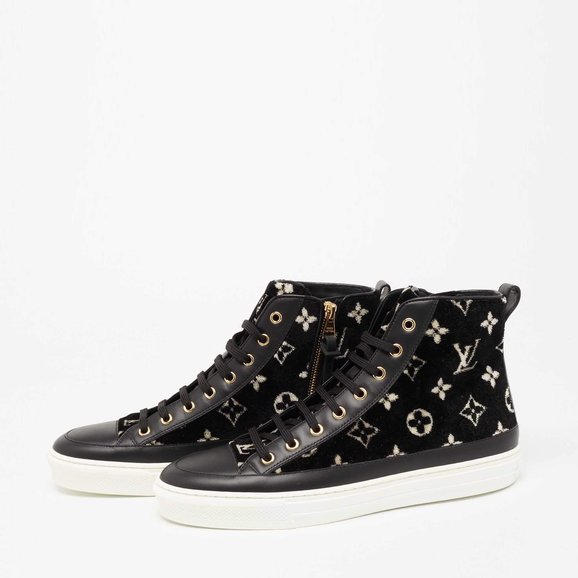 Velvet high trainers Louis Vuitton Black size 41 EU in Velvet - 31391977