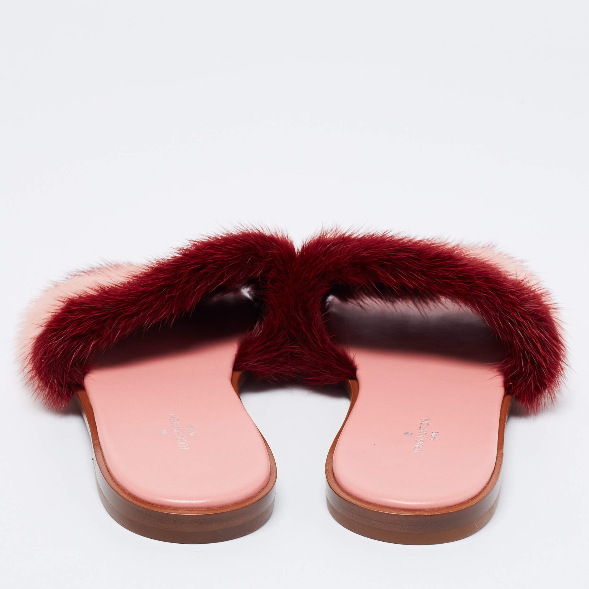 Louis Vuitton Pink Mink Fur Slippers