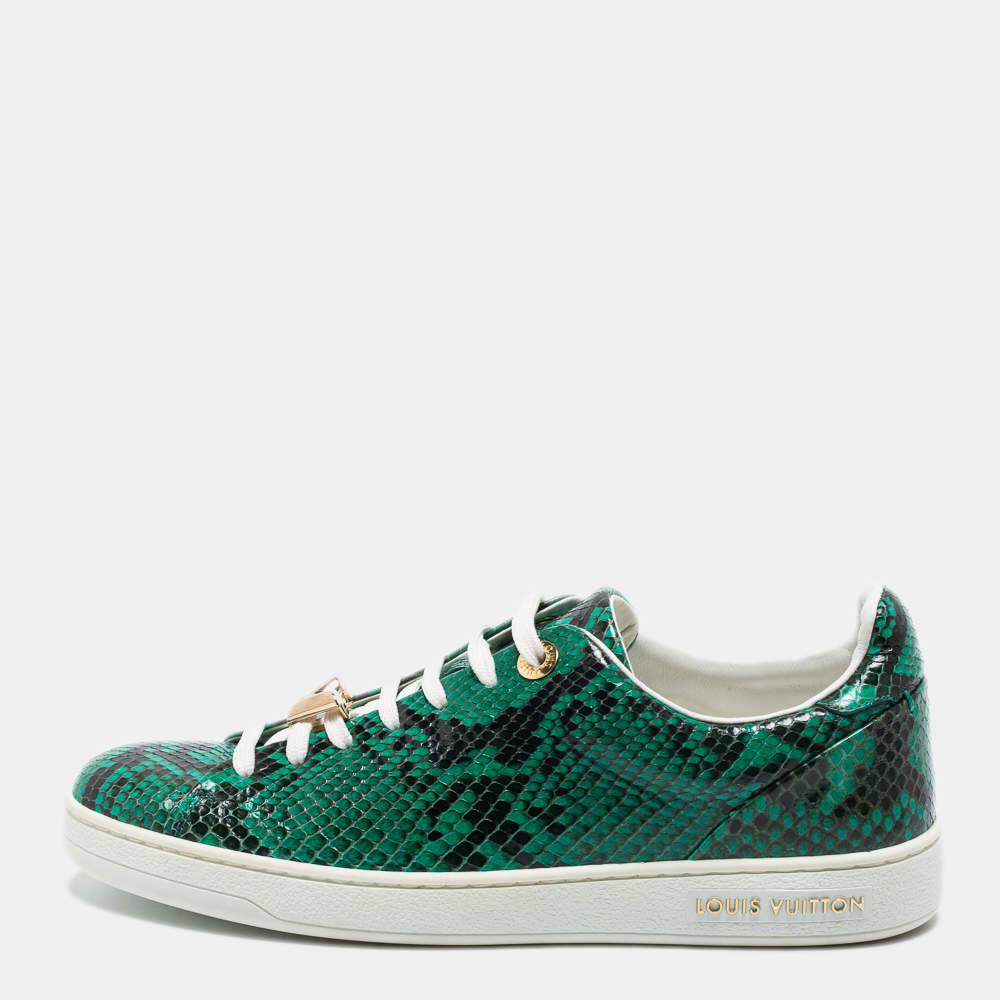 Louis Vuitton Green Python Leather Frontrow Sneakers Size 36.5
