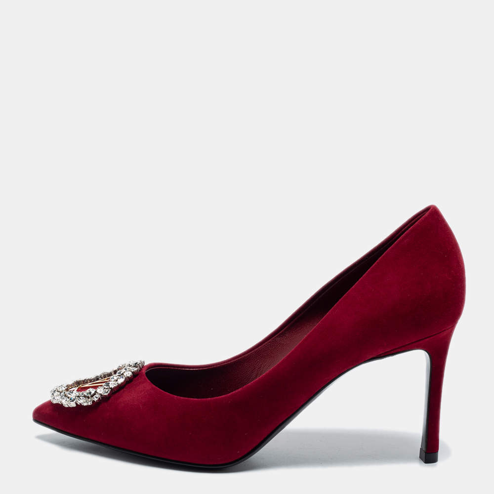 Pre Owned Louis Vuitton Burgundy Suede Madeleine Pumps Size 38.5
