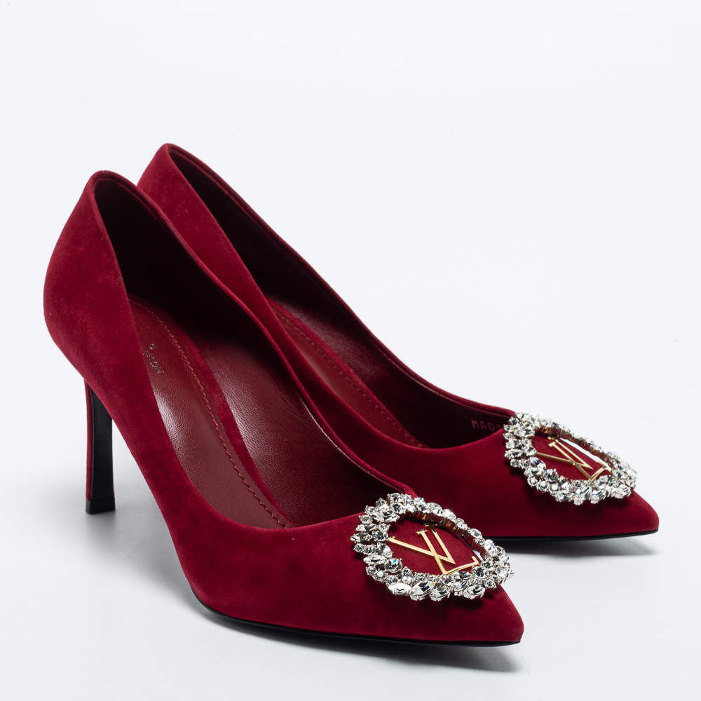 Madeleine heels Louis Vuitton Burgundy size 5.5 UK in Suede - 32736626