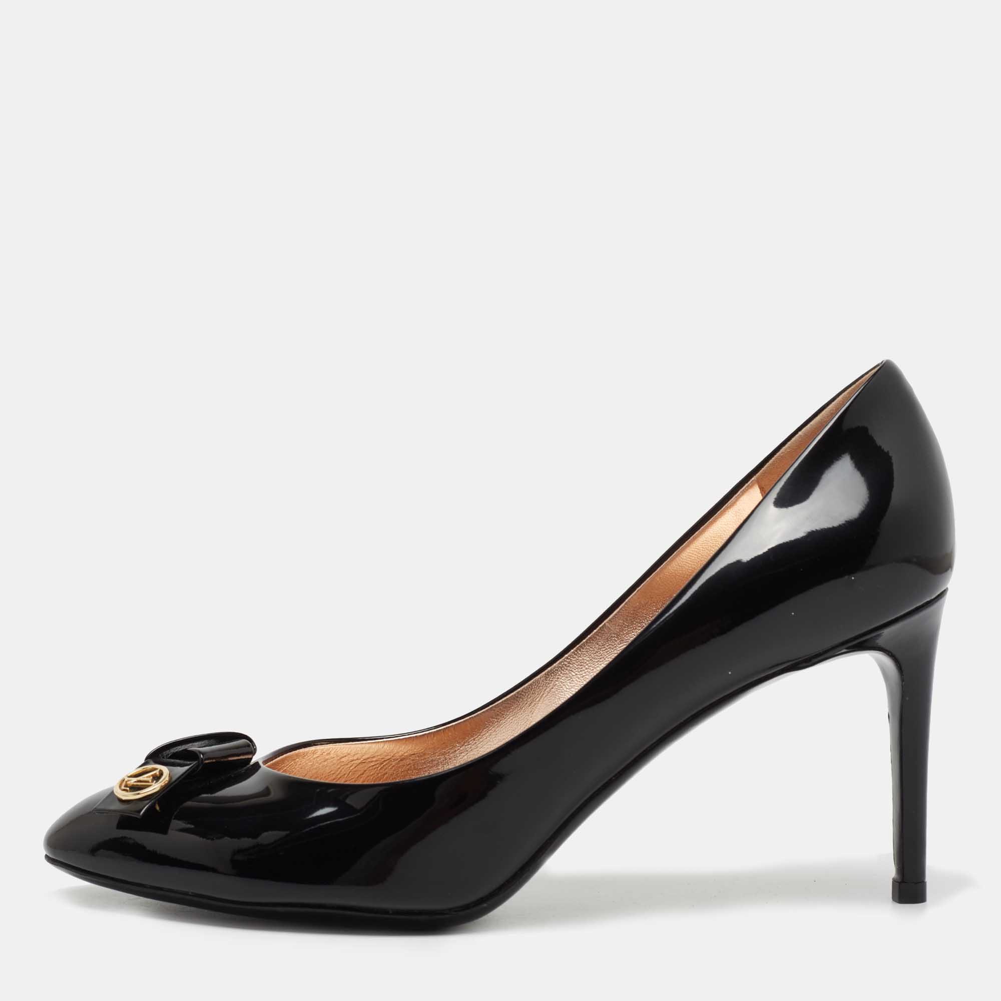 Pre Owned Louis Vuitton Black Patent Leather Fiance Pumps Size 39