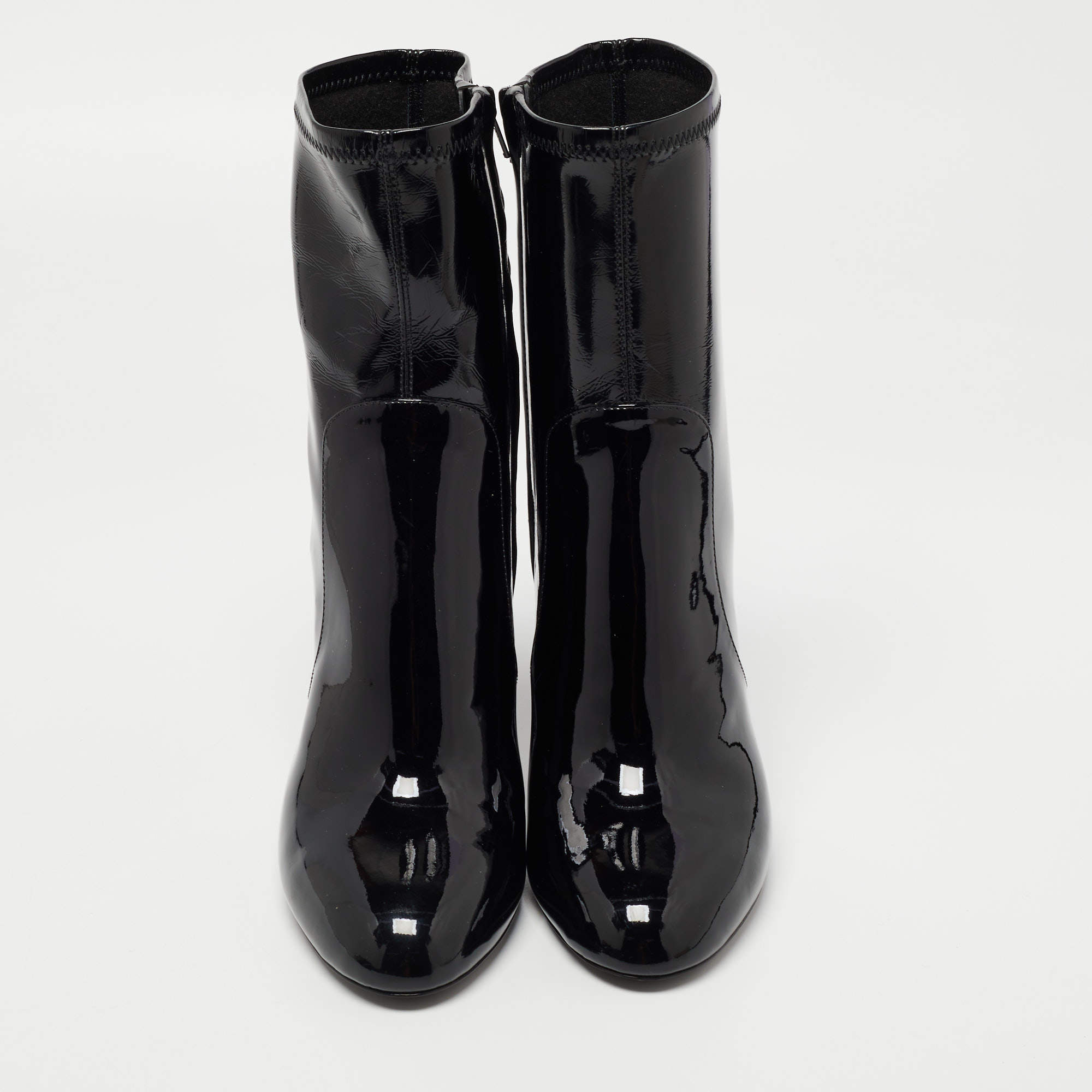 Louis Vuitton Black Patent Leather Silhouette Ankle Boots Size 39.5 Louis  Vuitton