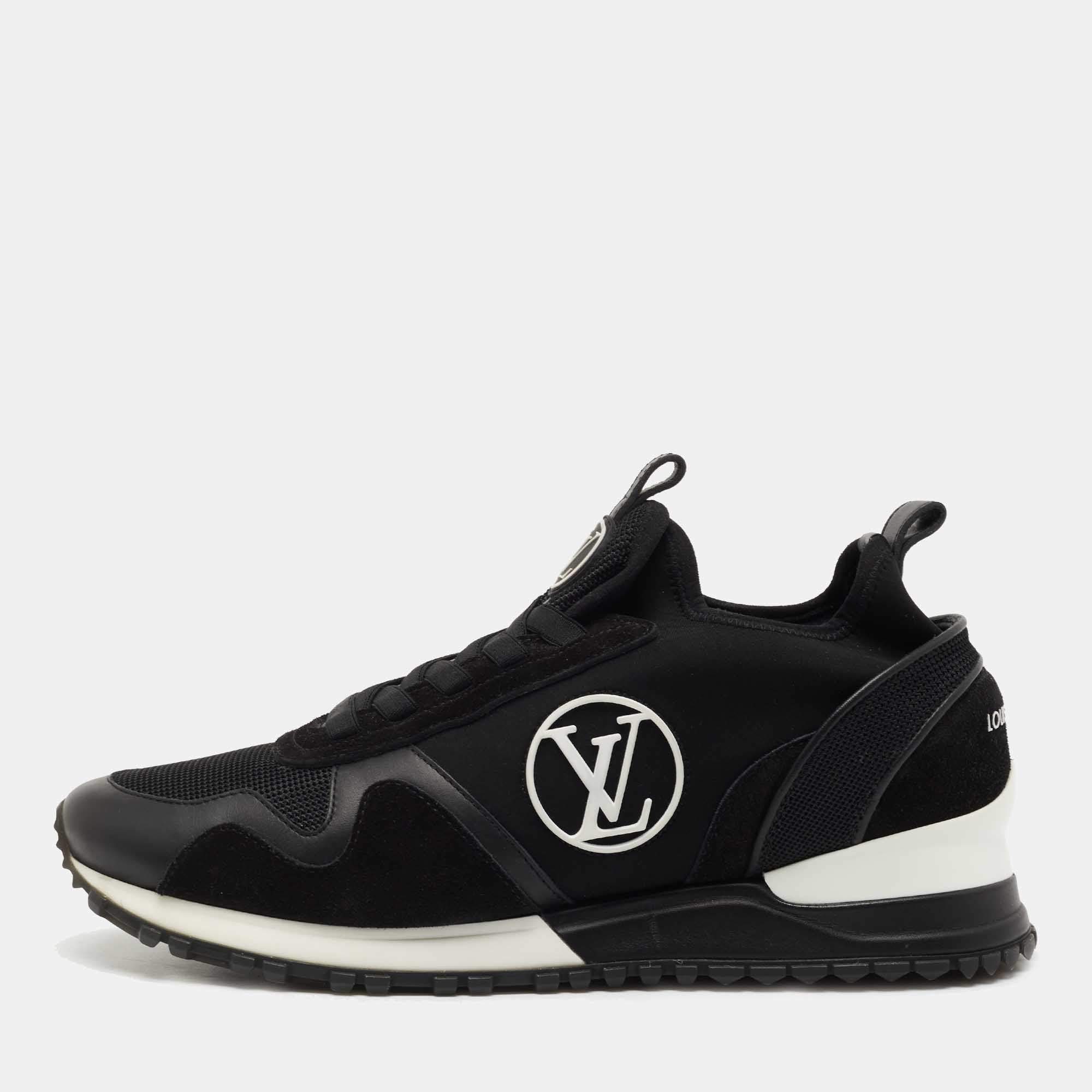 Louis Vuitton Black Leather and Mesh Run Away Low Top Sneakers Size 39.5