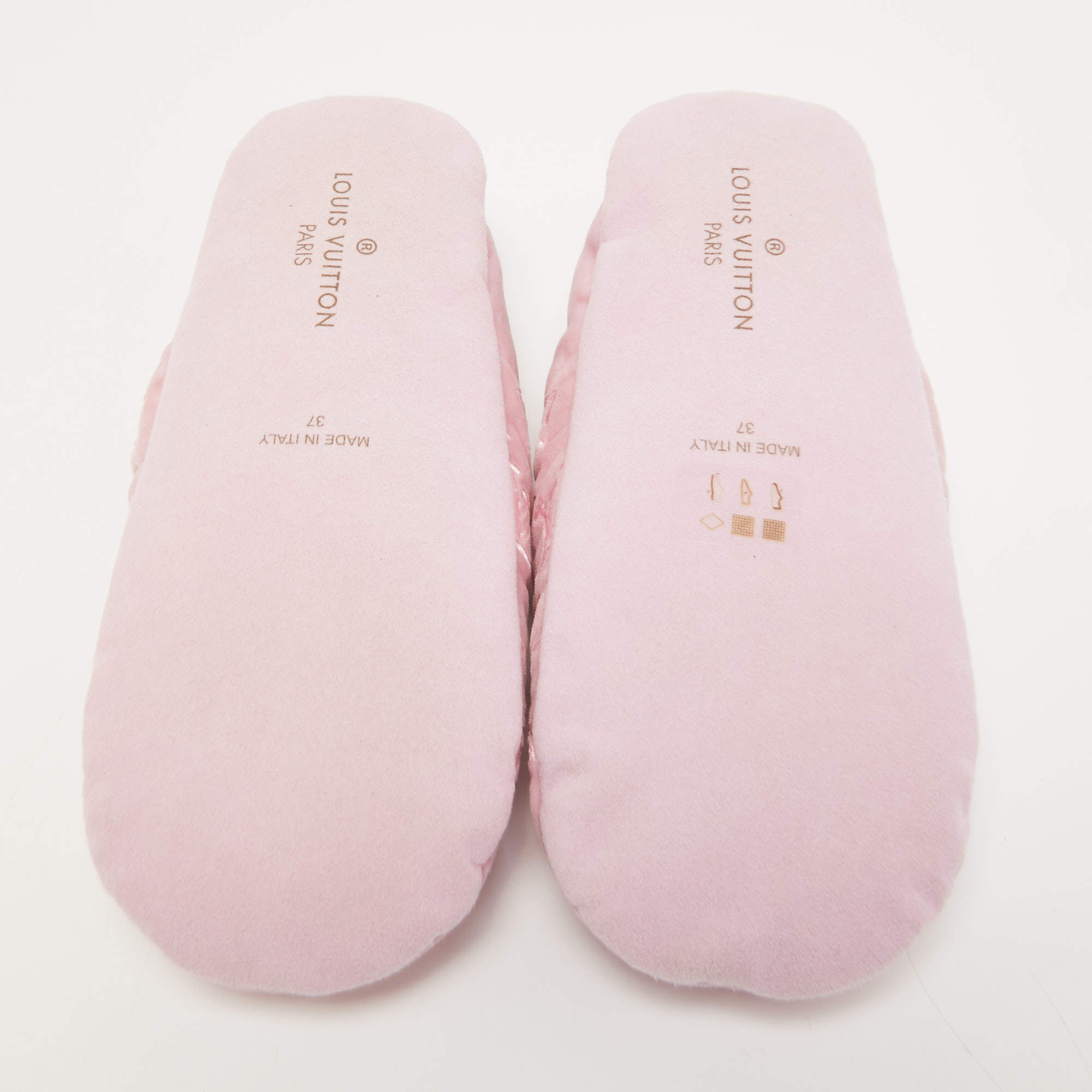 Louis Vuitton Pink Velvet Dreamy Smoking Slippers Size 37