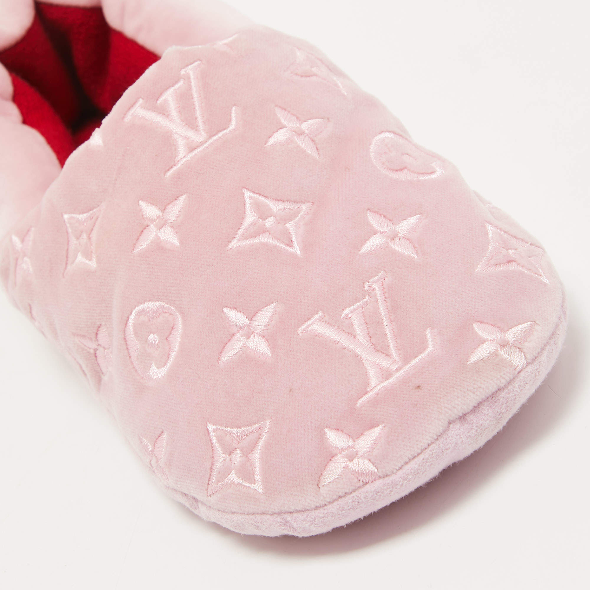 Louis Vuitton Pink Velvet Dreamy Smoking Slippers Size 37