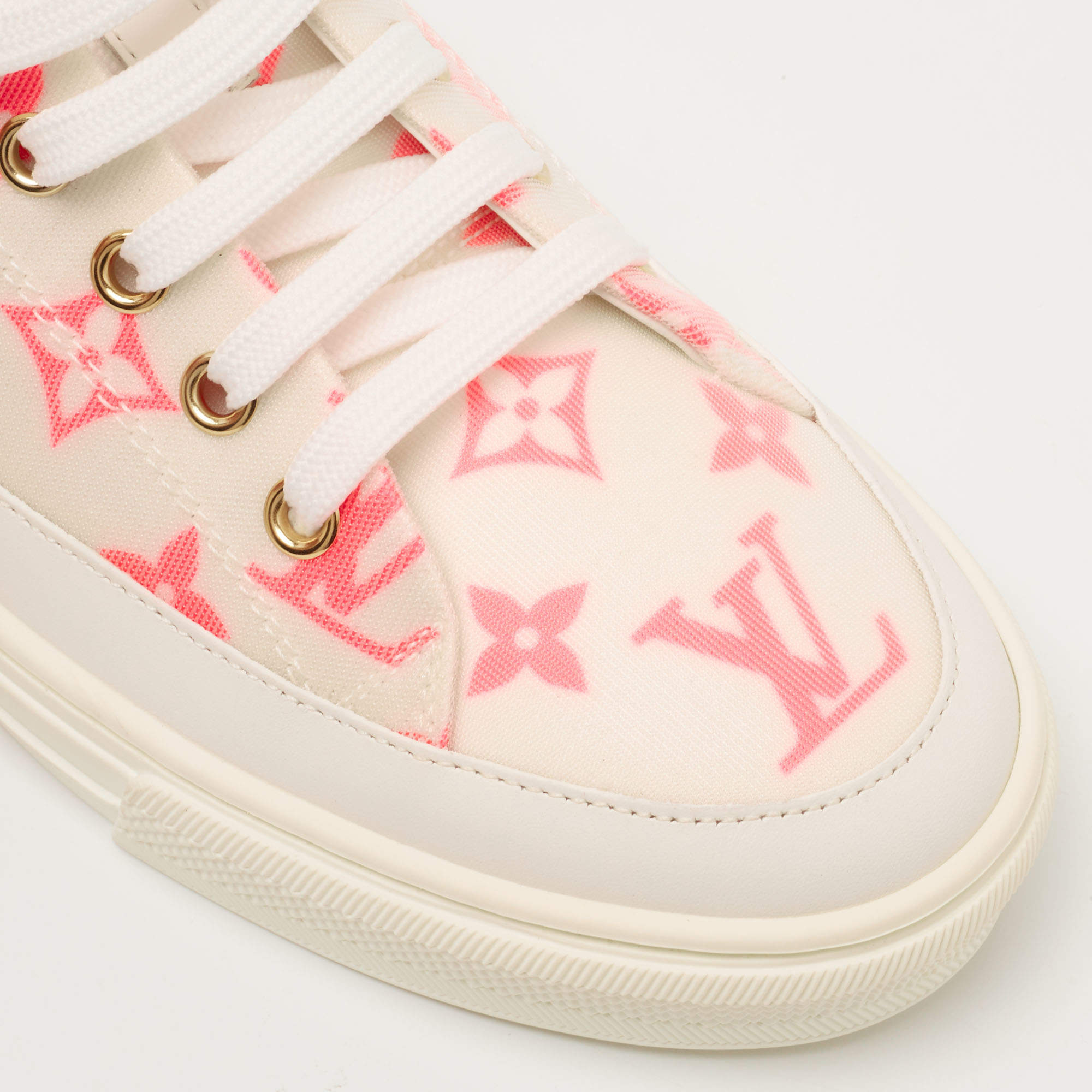 Louis Vuitton White/Pink Mesh and Leather High Top Stellar Sneakers Size  6.5/37 - Yoogi's Closet