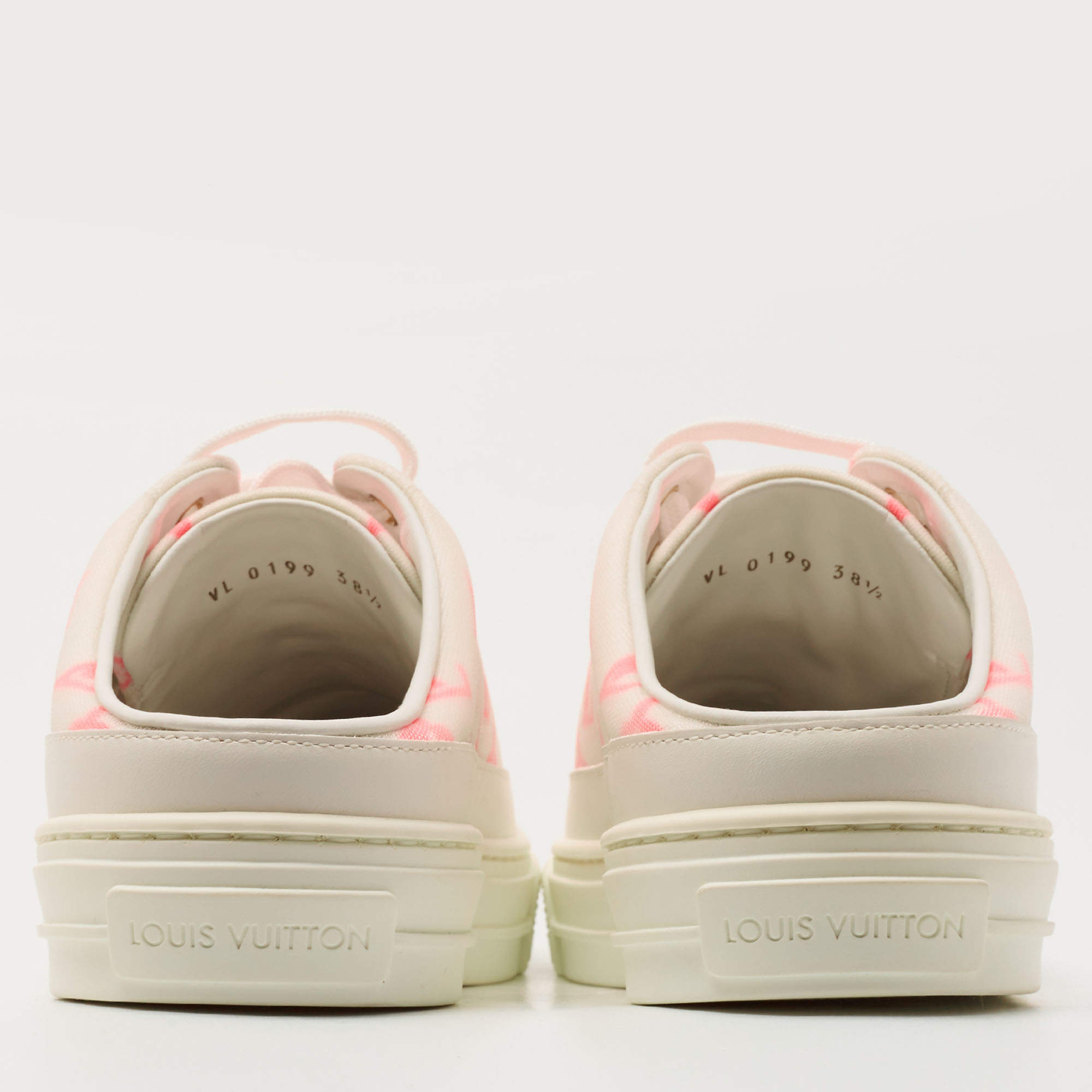 Louis Vuitton White/Pink Mesh and Leather Stellar Sneaker Mules