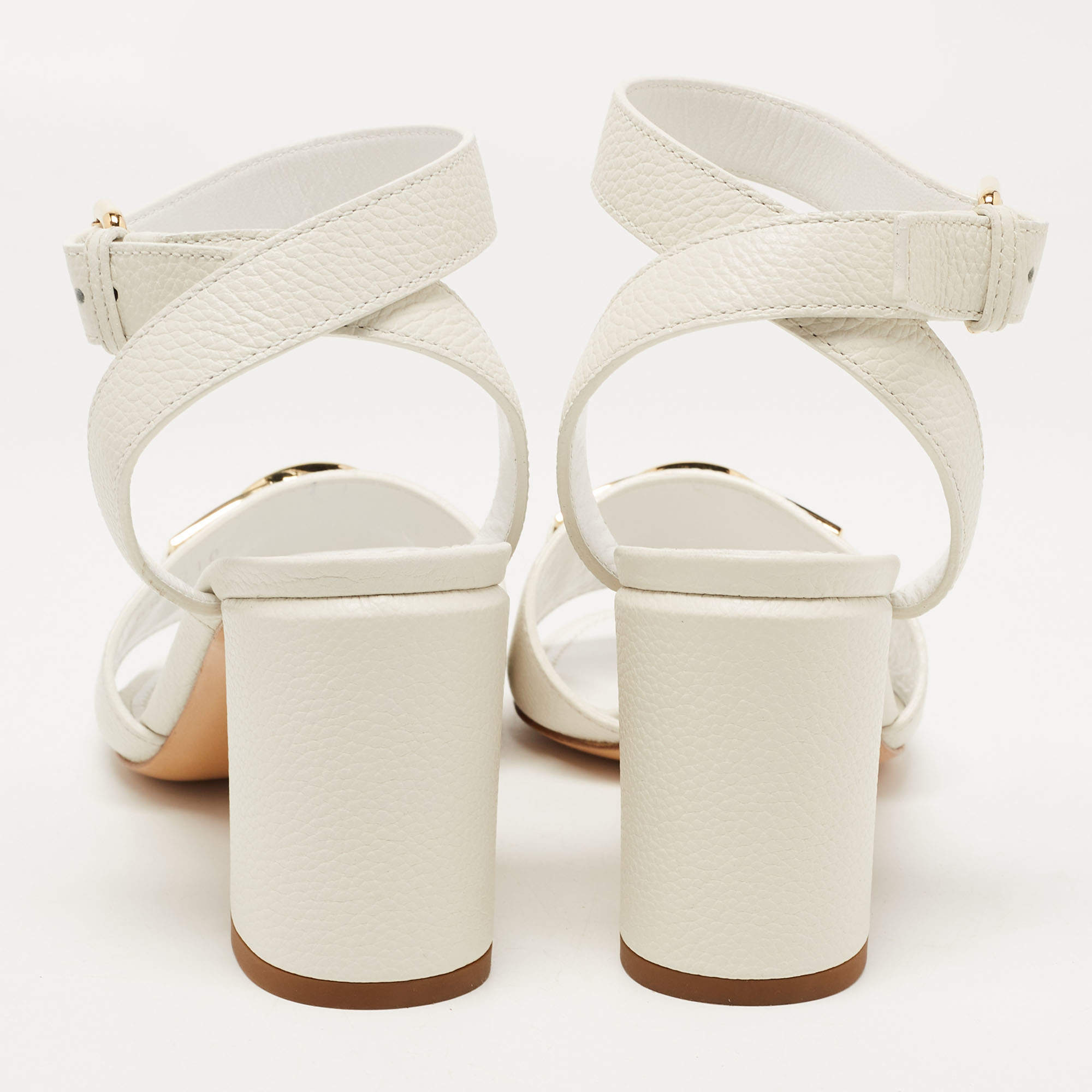 Louis Vuitton White Leather Ankle Strap Sandals Size 36 Louis