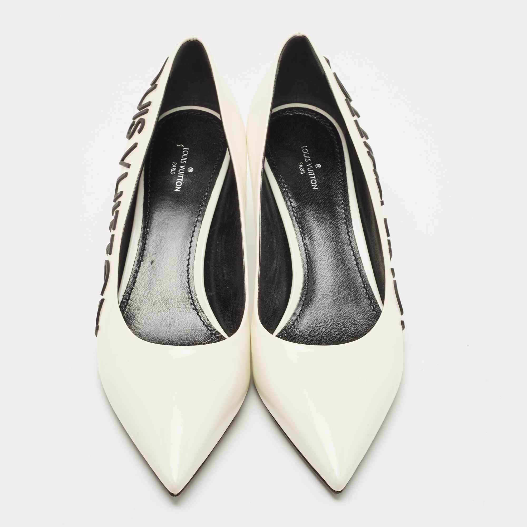 Louis Vuitton Cream Patent Leather Call Back Pointed Toe Pumps