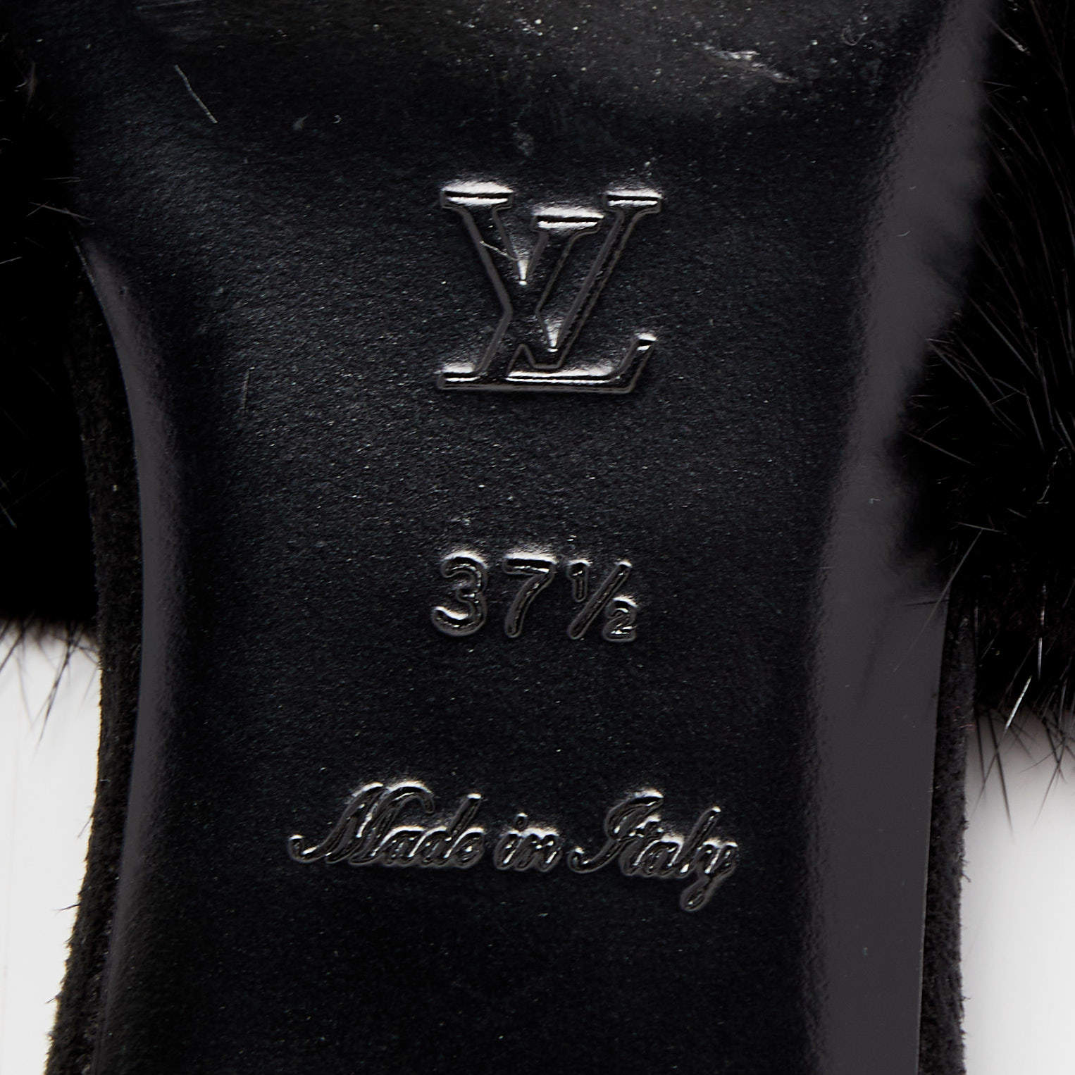 Louis Vuitton Black Mink Fur Crystal Embellished Flat Slides Size 37.5 -  ShopStyle