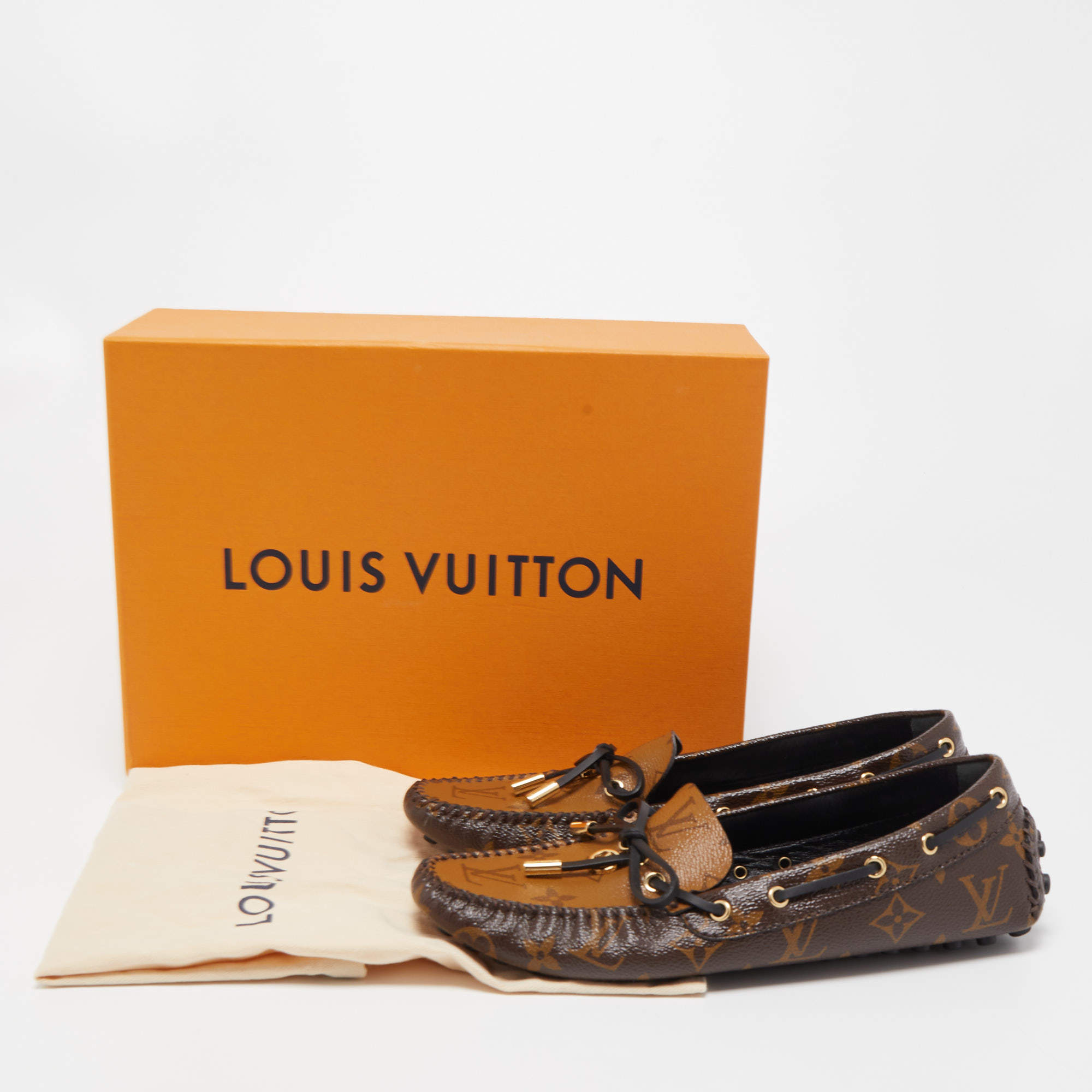 Louis Vuitton Brown Monogram Canvas Gloria Loafers Size 37.5 Louis Vuitton