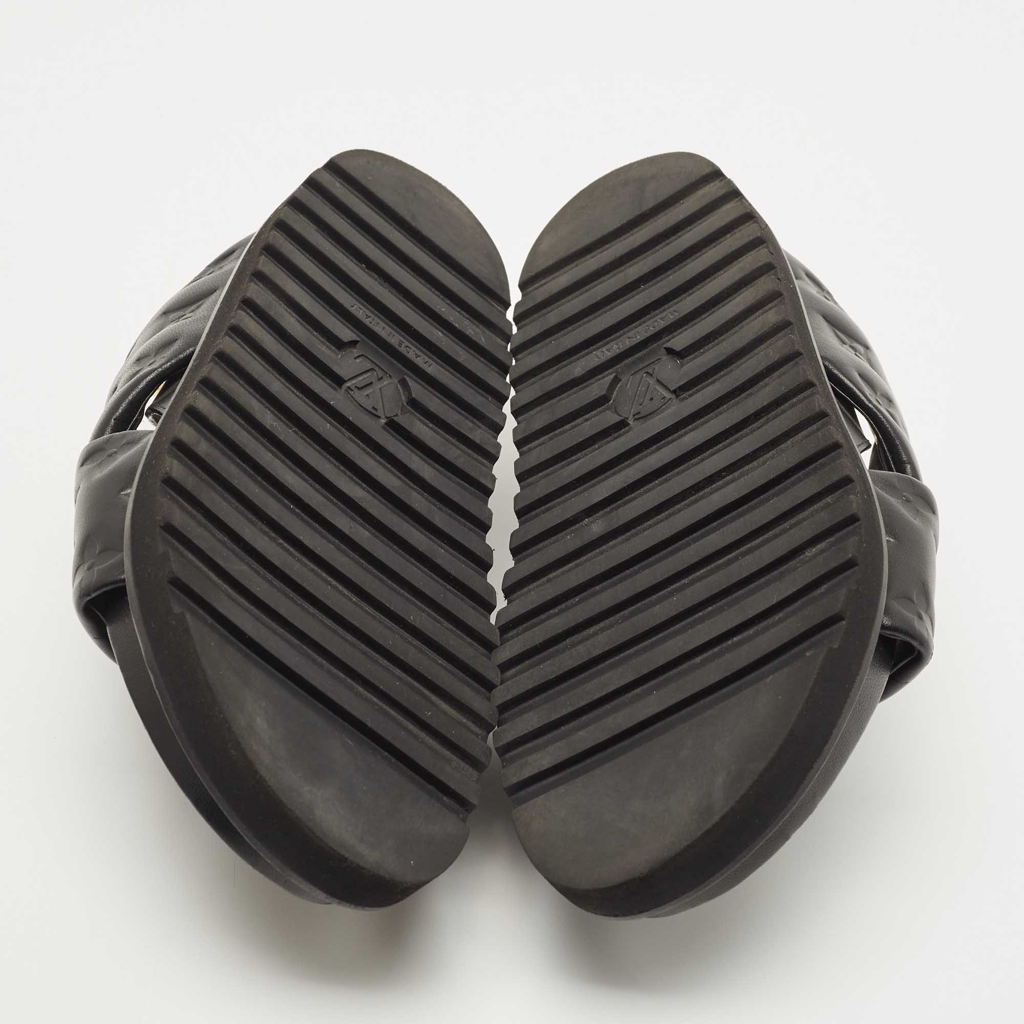 Louis Vuitton Black Monogram Embossed Leather Paseo Flat Sandals Size 39  Louis Vuitton | The Luxury Closet