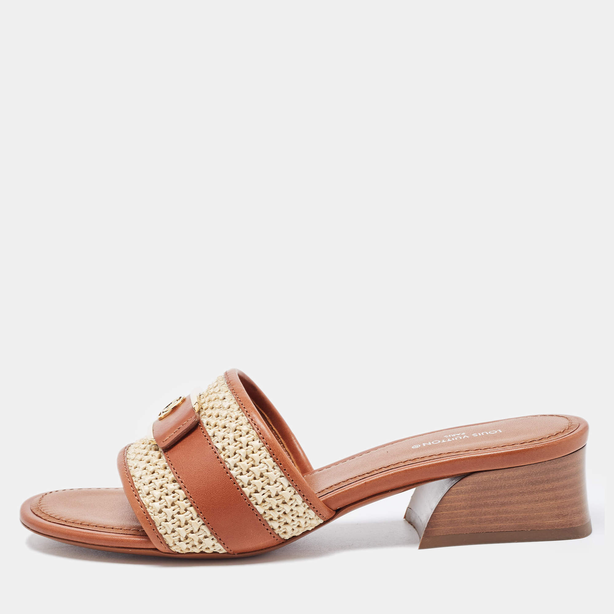 Louis Vuitton Brown Leather Lock It Sandals Size 37