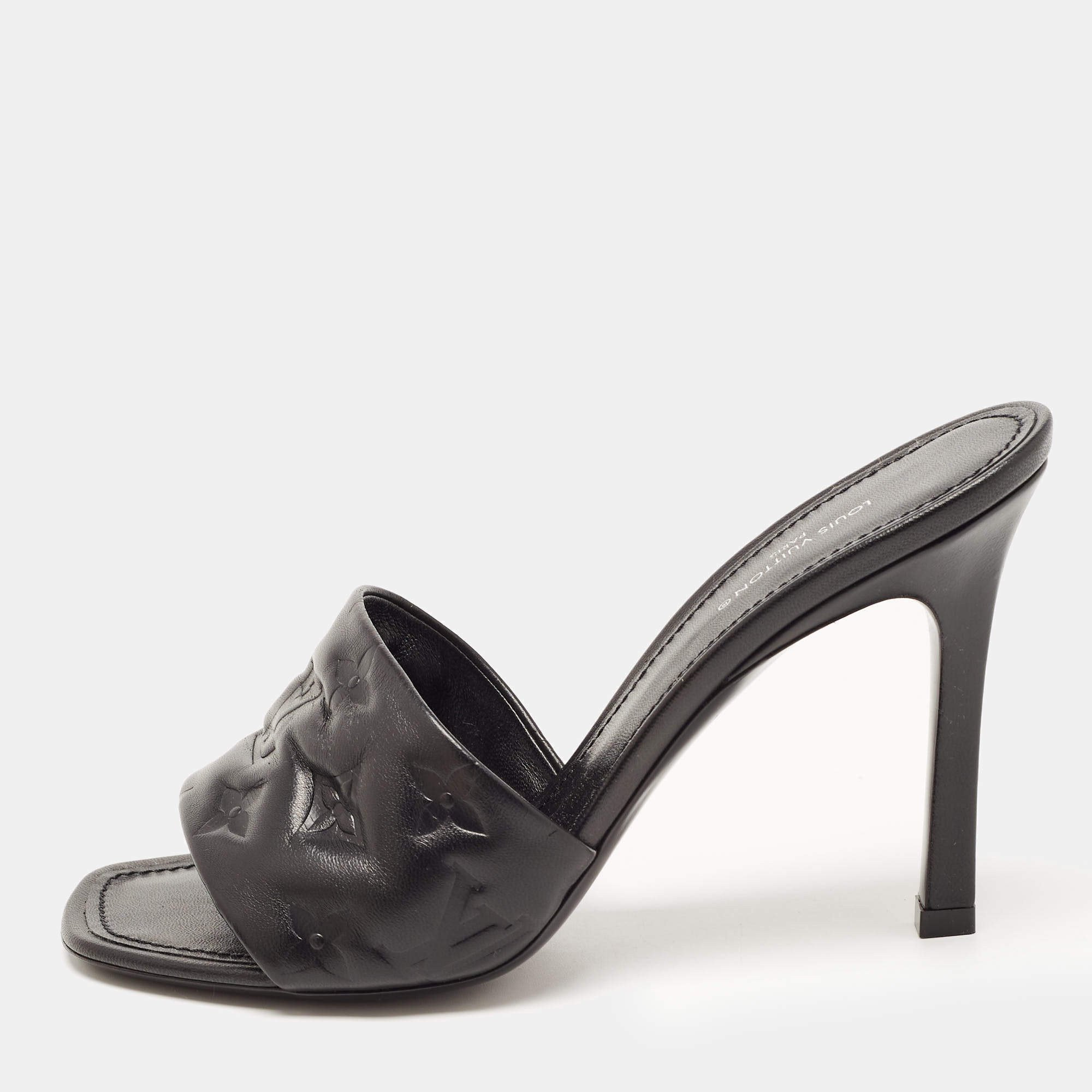 Louis Vuitton Black Leather Revival Mules Sandals Size 38