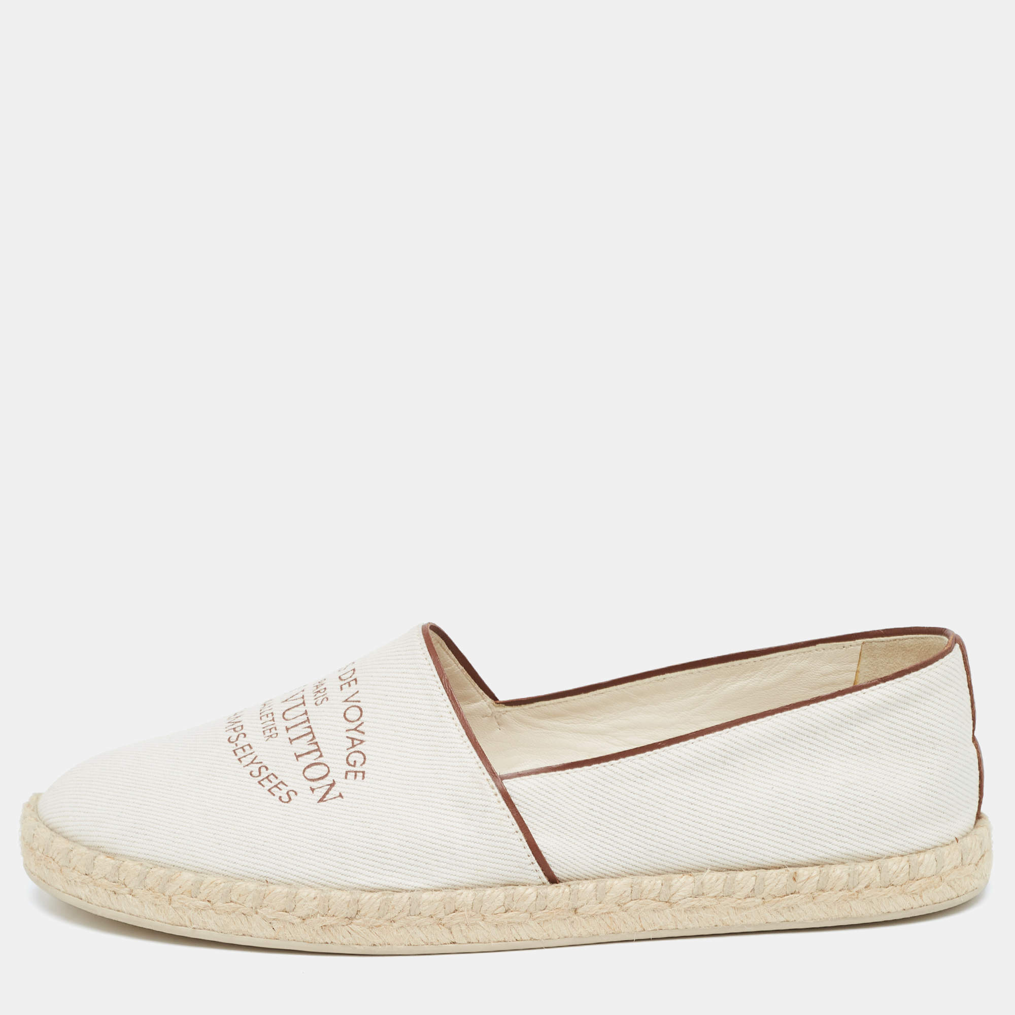 Pre Owned Louis Vuitton White Canvas and Leather Articles De Voyage Espadrille Flats Size 39