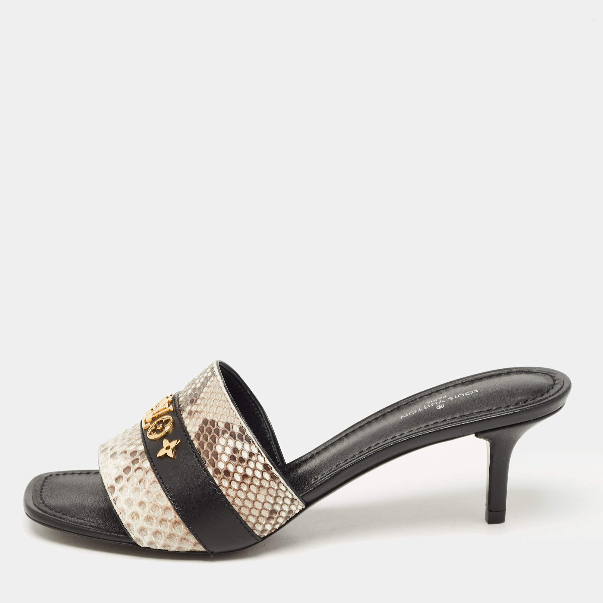 Louis Vuitton Tricolor Snakeskin Slide Sandals Size 37