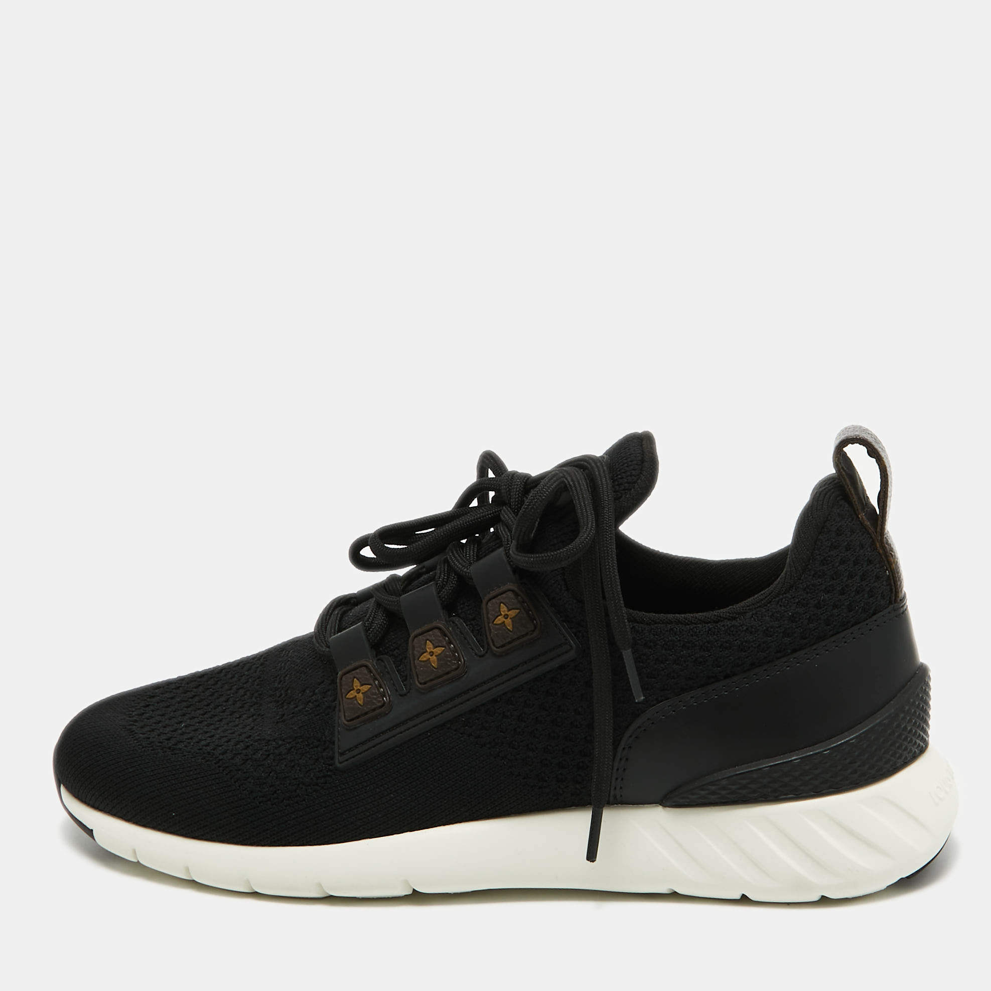 Pre Owned Louis Vuitton Black Knit Fabric Aftergame Sneakers Size 40