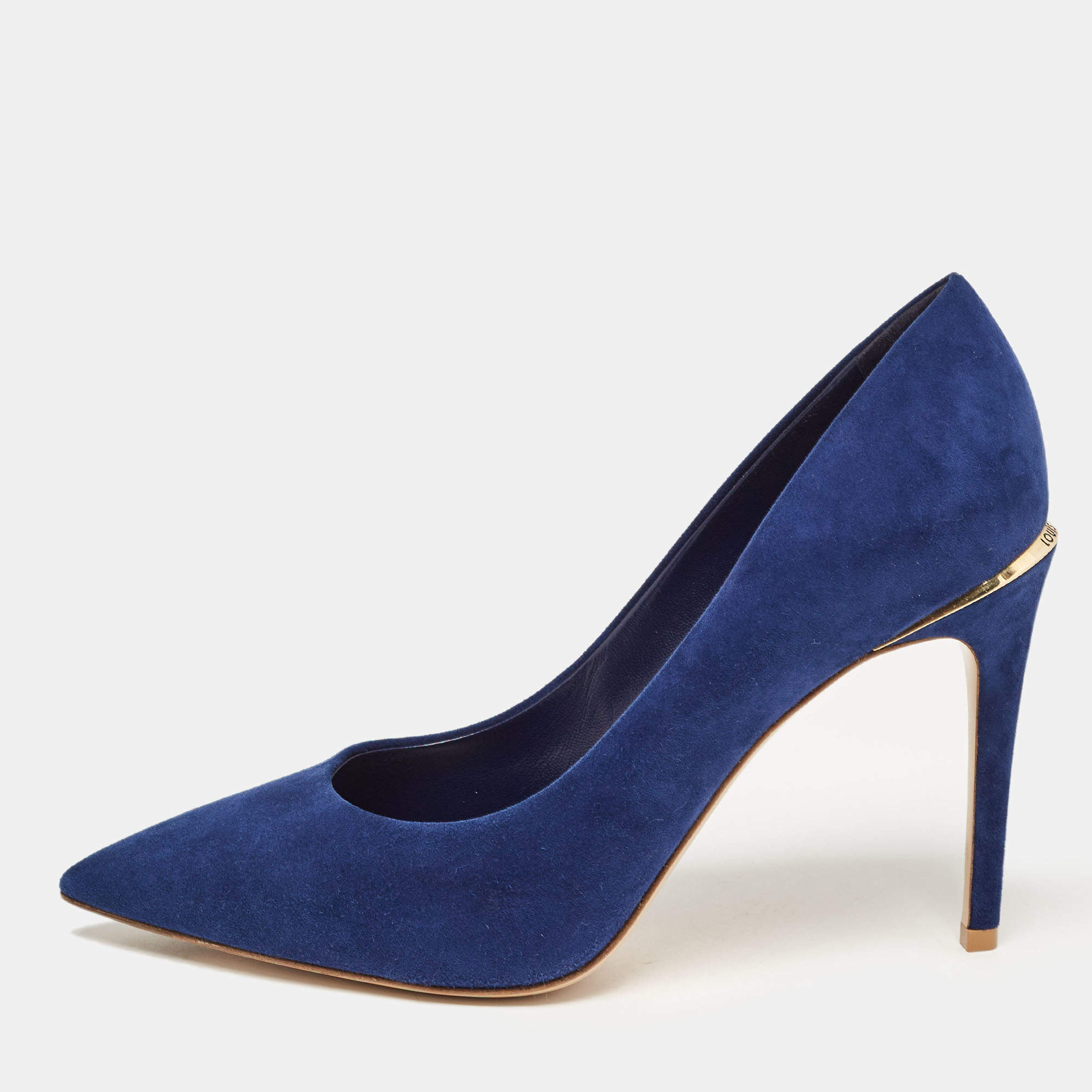Pre Owned Louis Vuitton Blue Suede Pointed Toe Pumps Size 40 